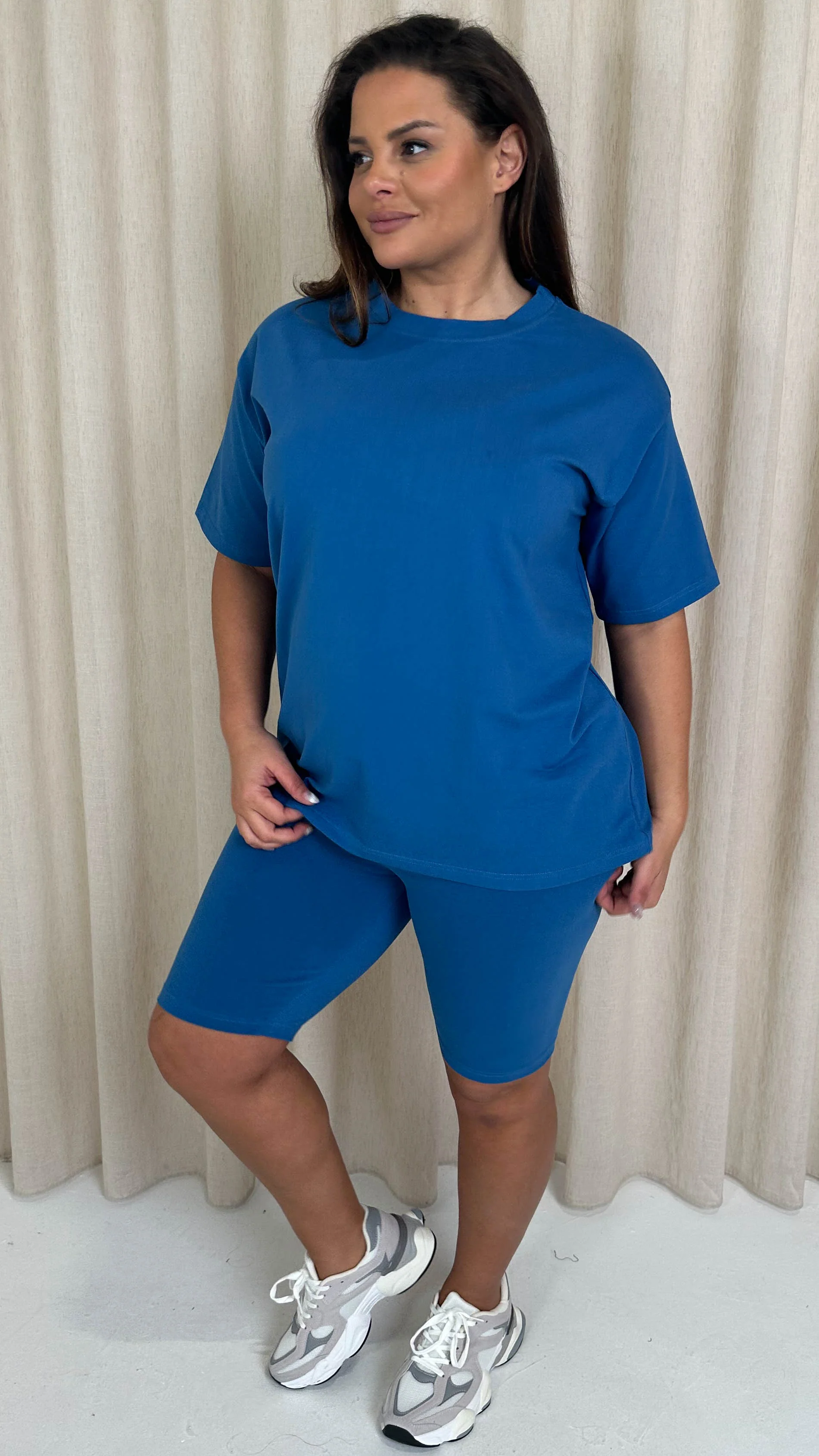 CurveWow T-Shirt & Cycle Short Set Blue - Image 6