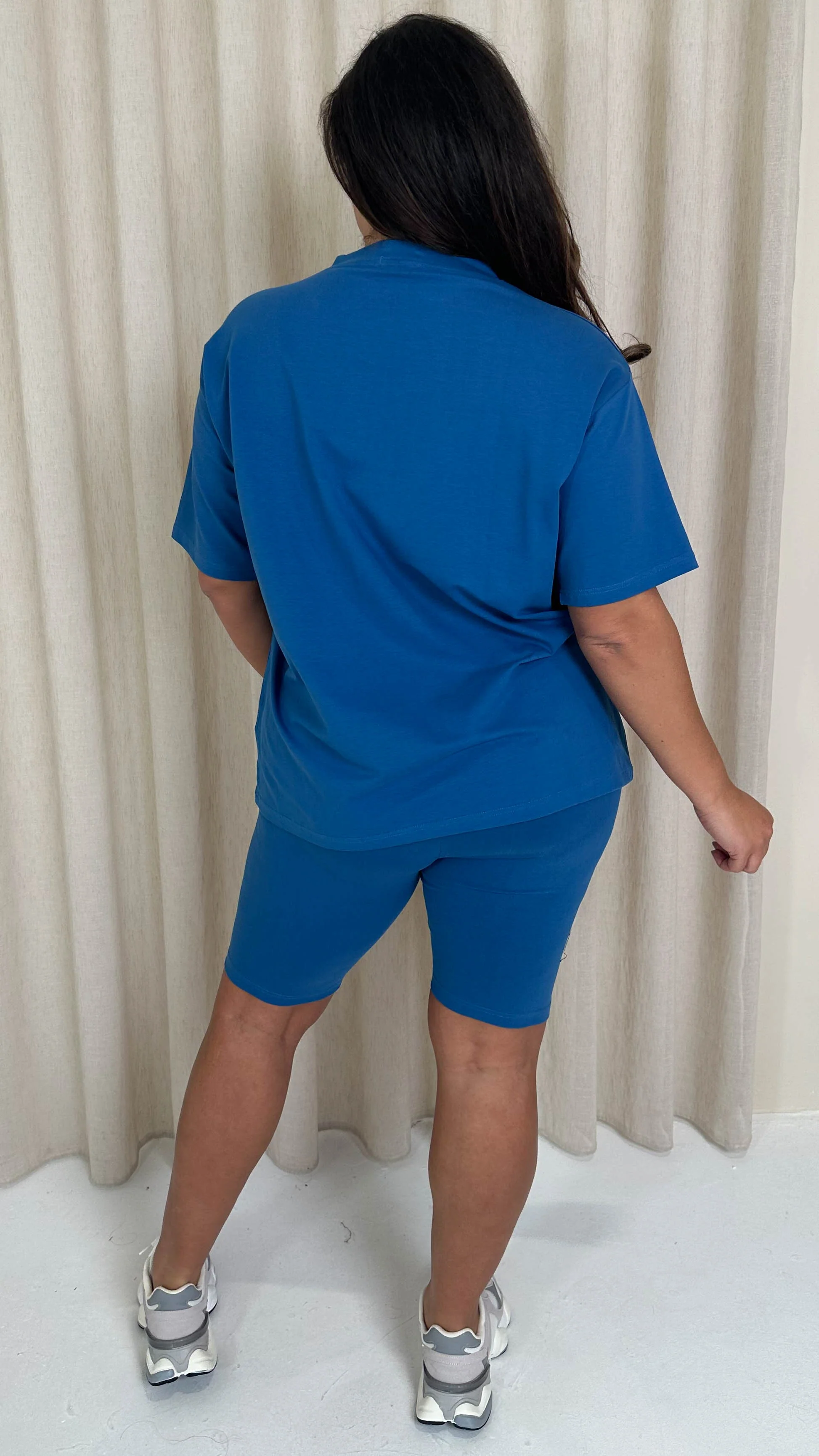 CurveWow T-Shirt & Cycle Short Set Blue - Image 9