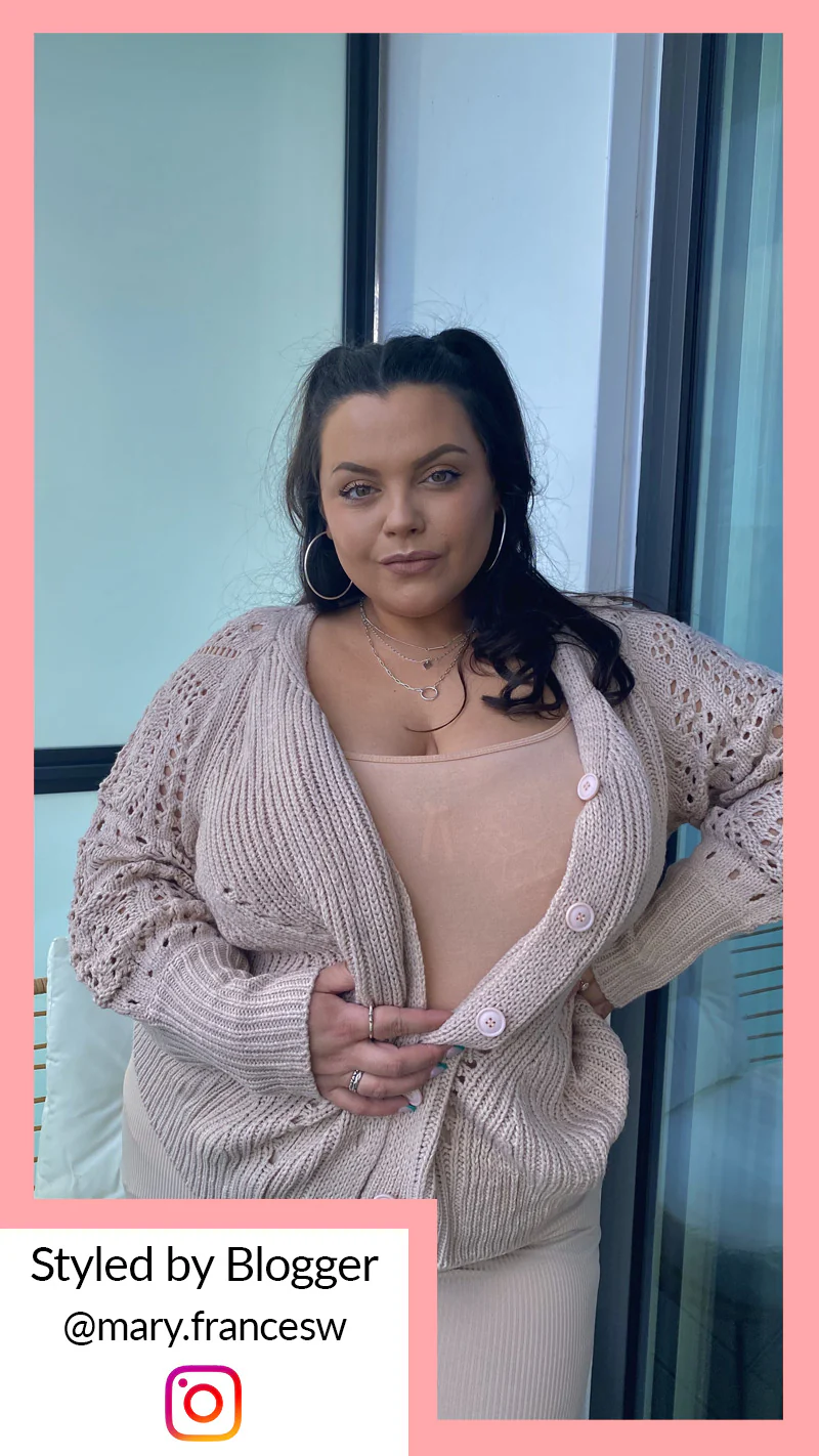 CurveWow Tape Yarn Cardigan Sand - Image 3
