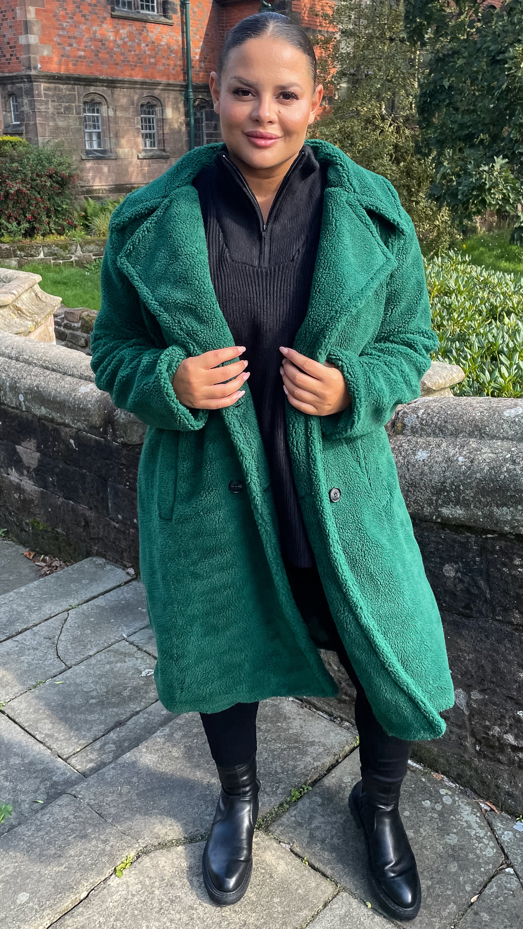 CurveWow Teddy Coat Green - Image 6