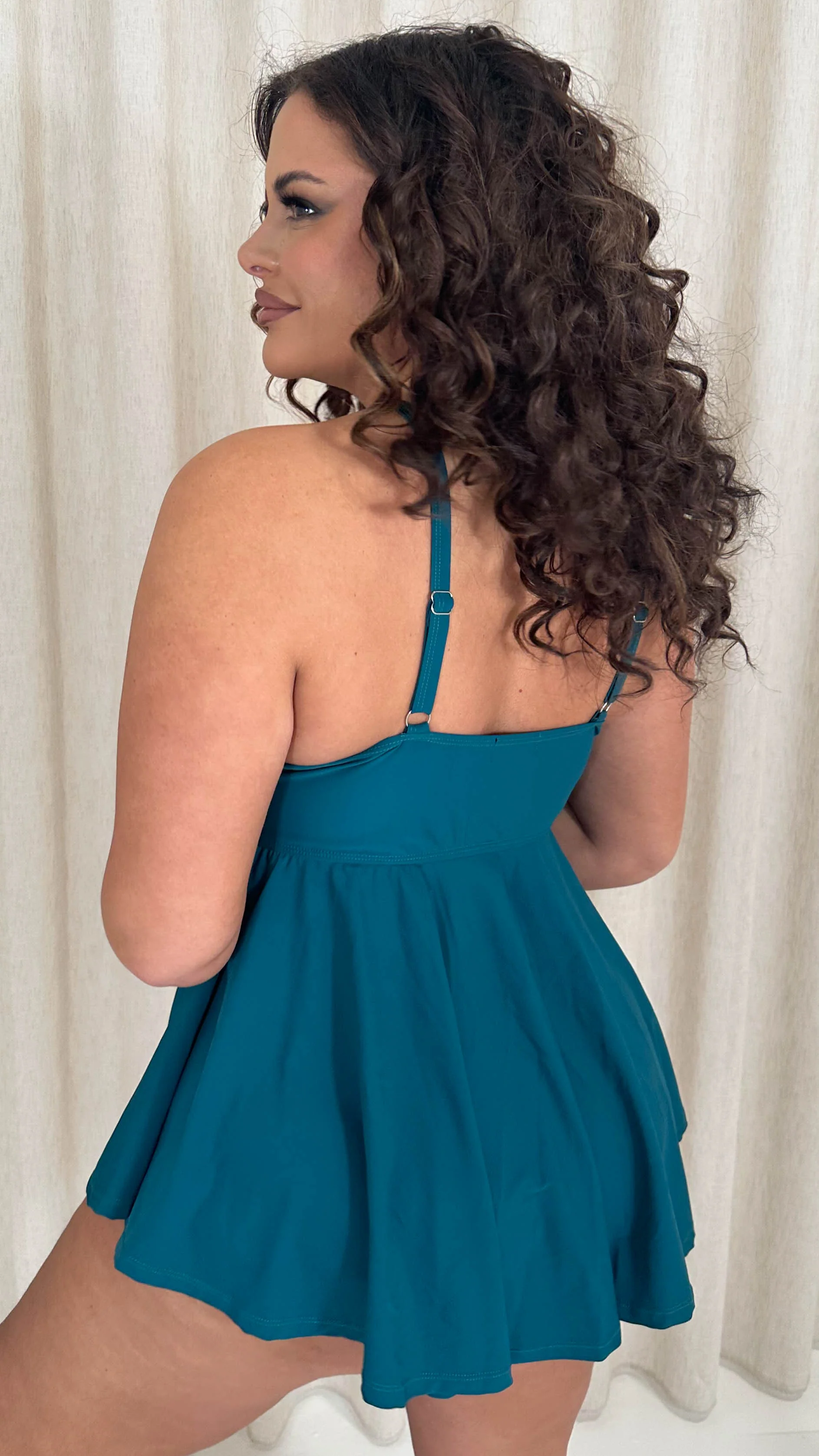 CurveWow Tie Tankini Top Teal - Image 8
