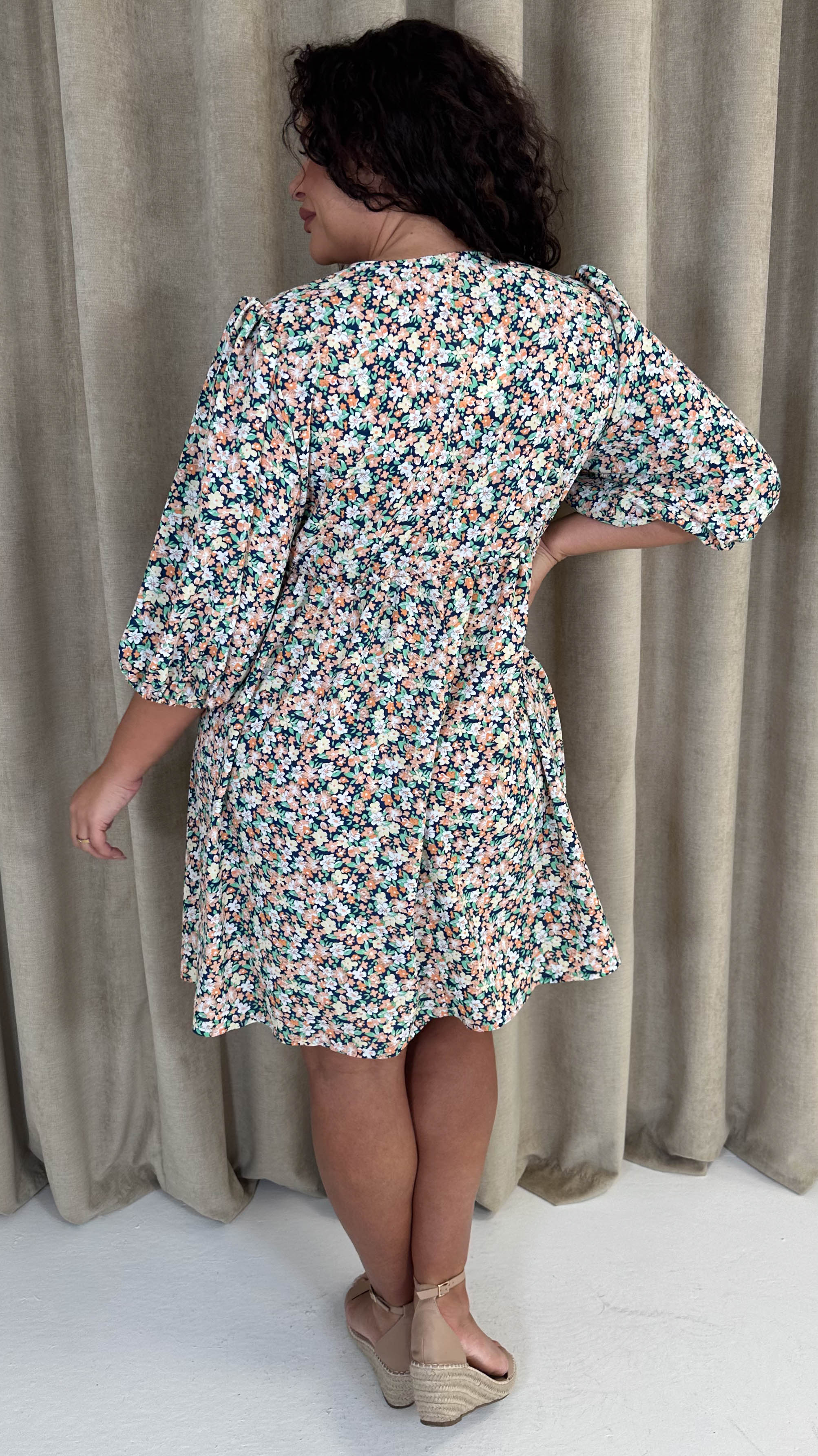 CurveWow Printed Smock Dress Multi Floral - Image 8