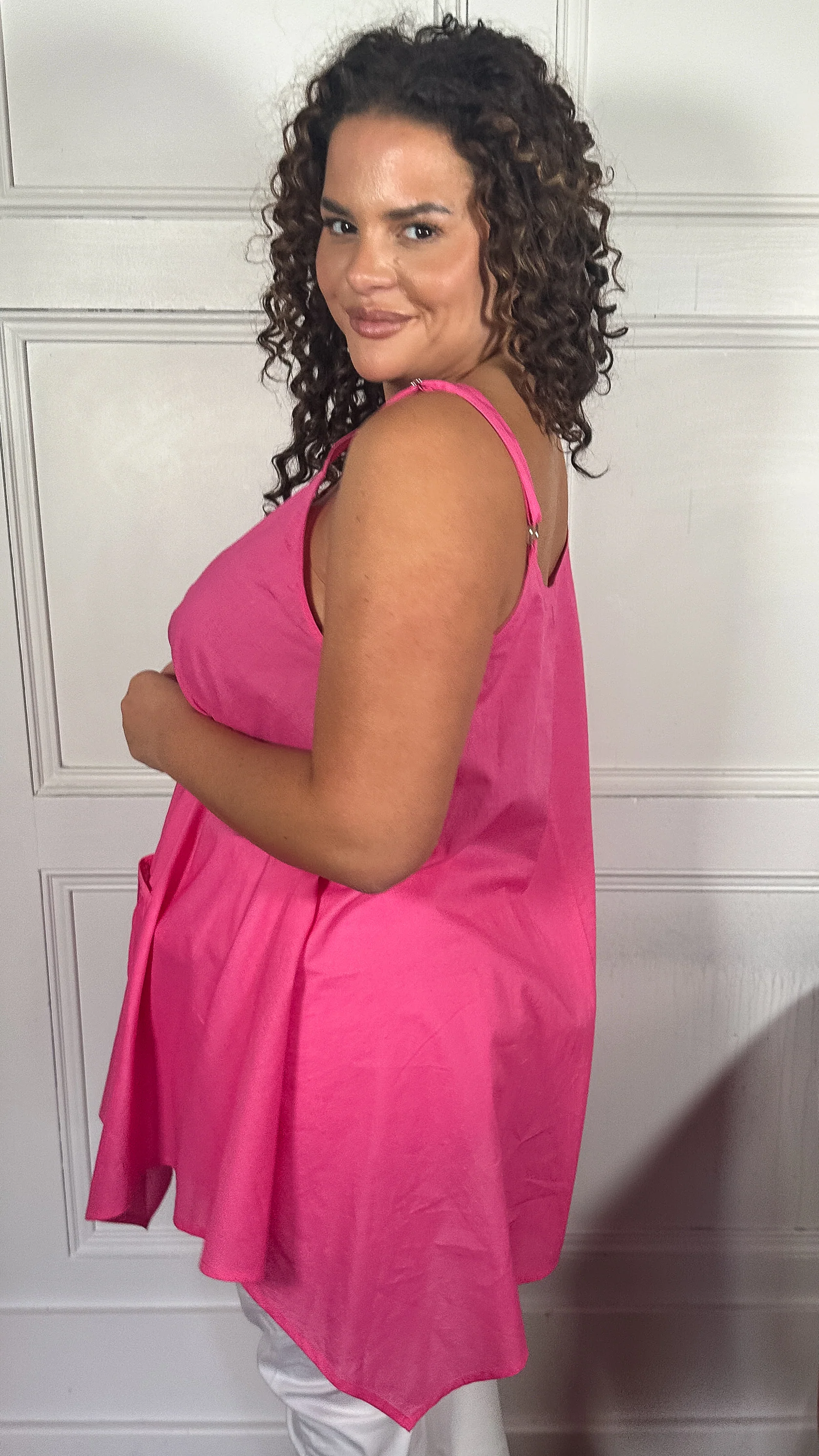 CurveWow Trapeze Button Pocket Vest Pink - Image 7