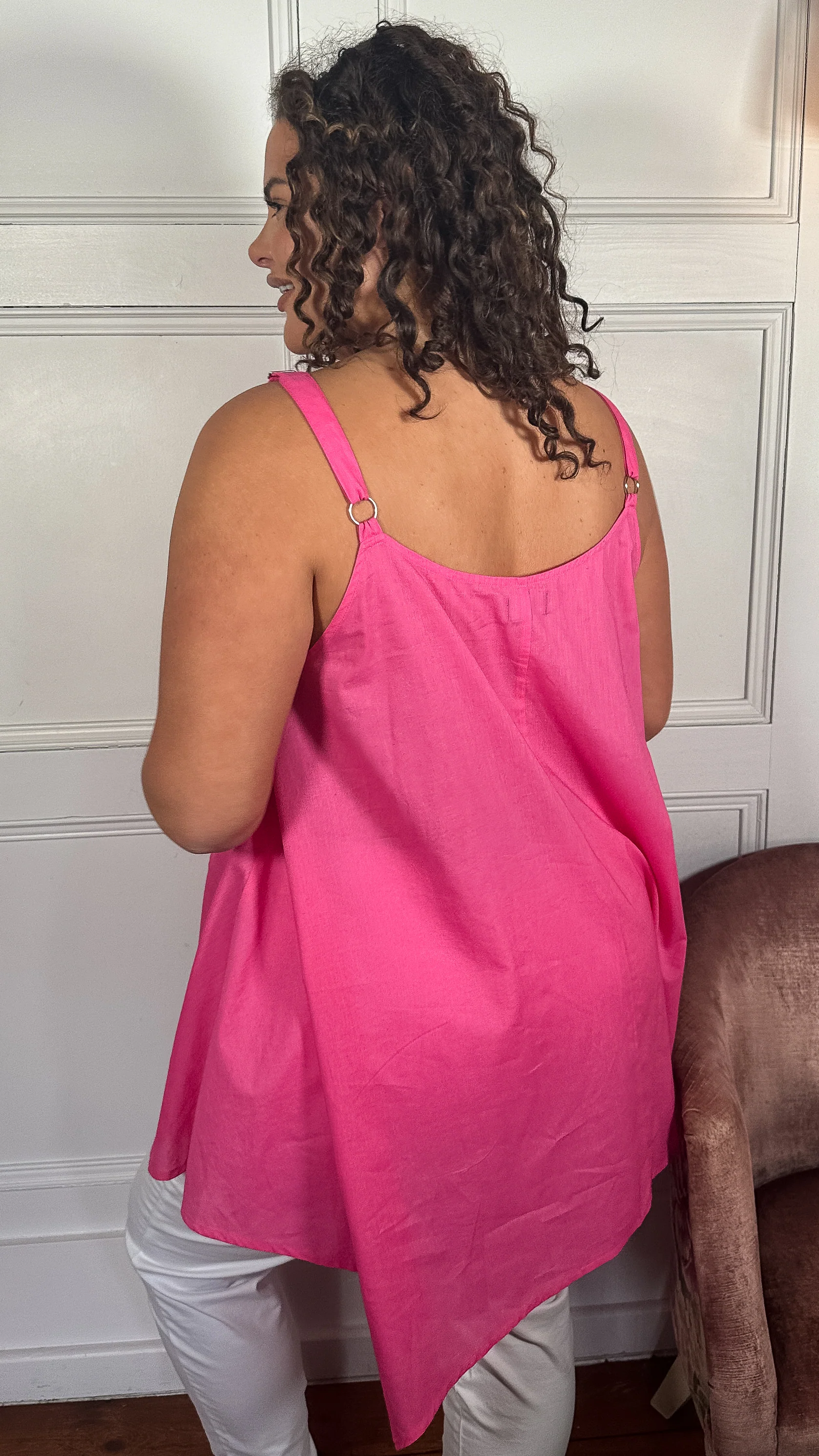 CurveWow Trapeze Button Pocket Vest Pink - Image 8