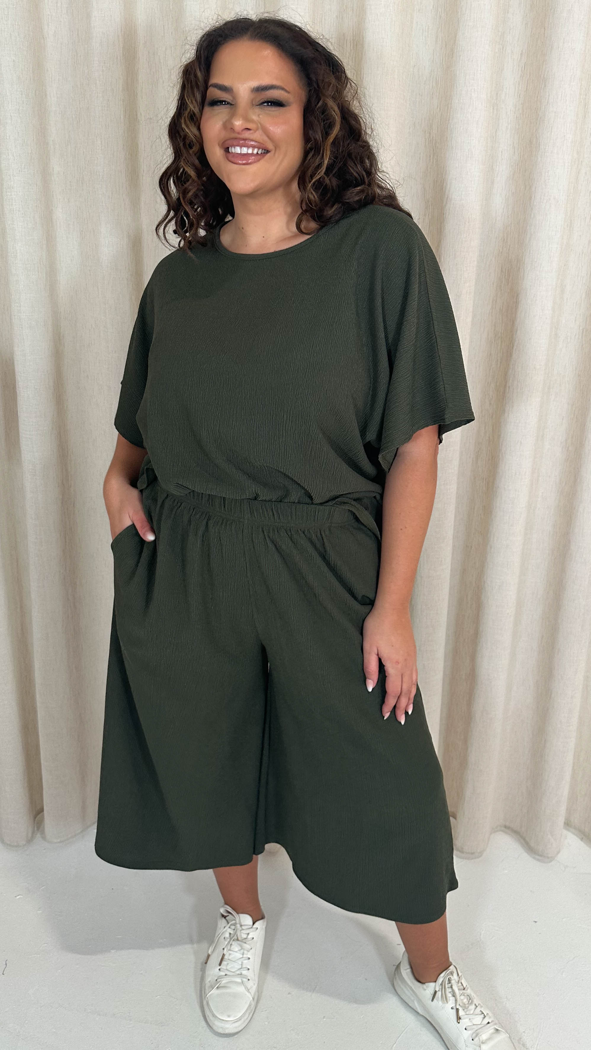 CurveWow Tree Bark Culotte Khaki - Image 4