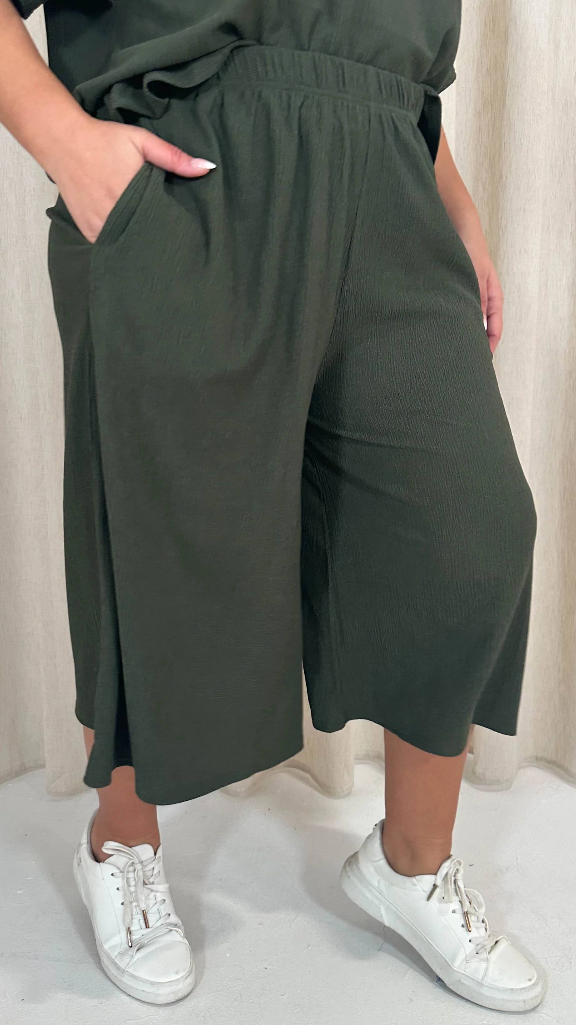 CurveWow Tree Bark Culotte Khaki - Image 5
