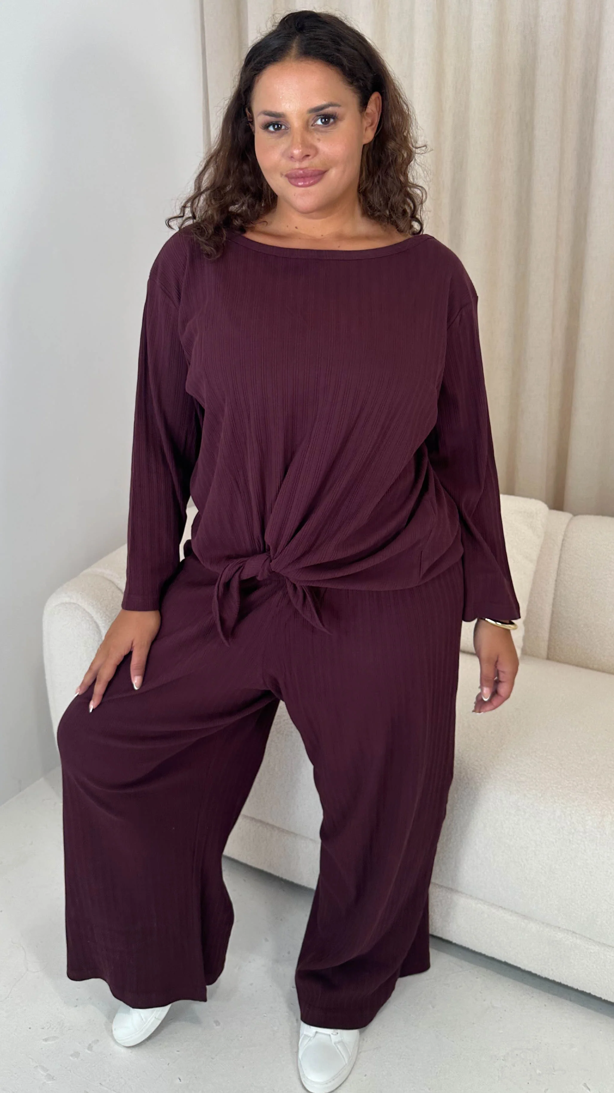 CurveWow Knot Front Lounge Set Wine - Image 8