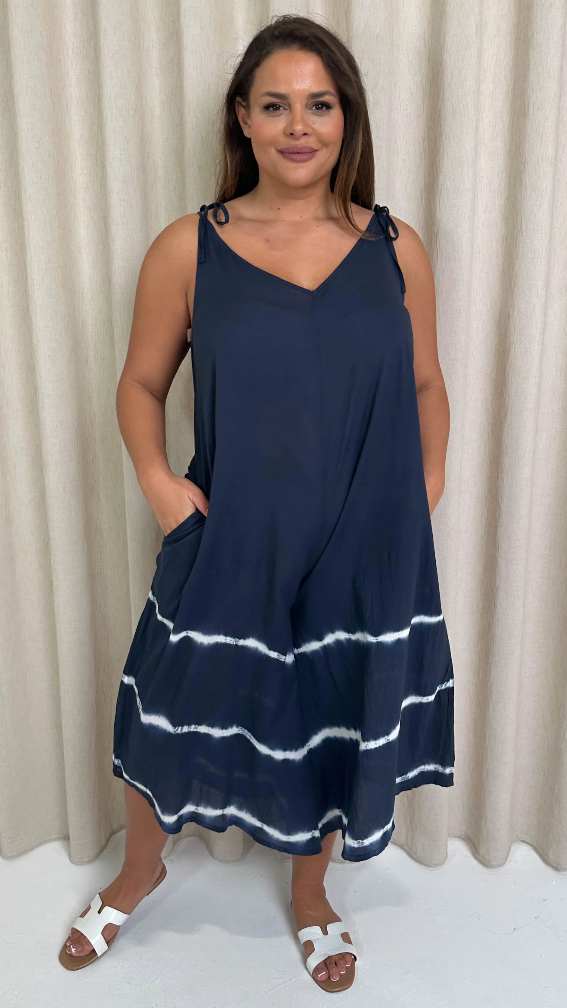 CurveWow Tye Dye Jumpsuit Navy - Image 4