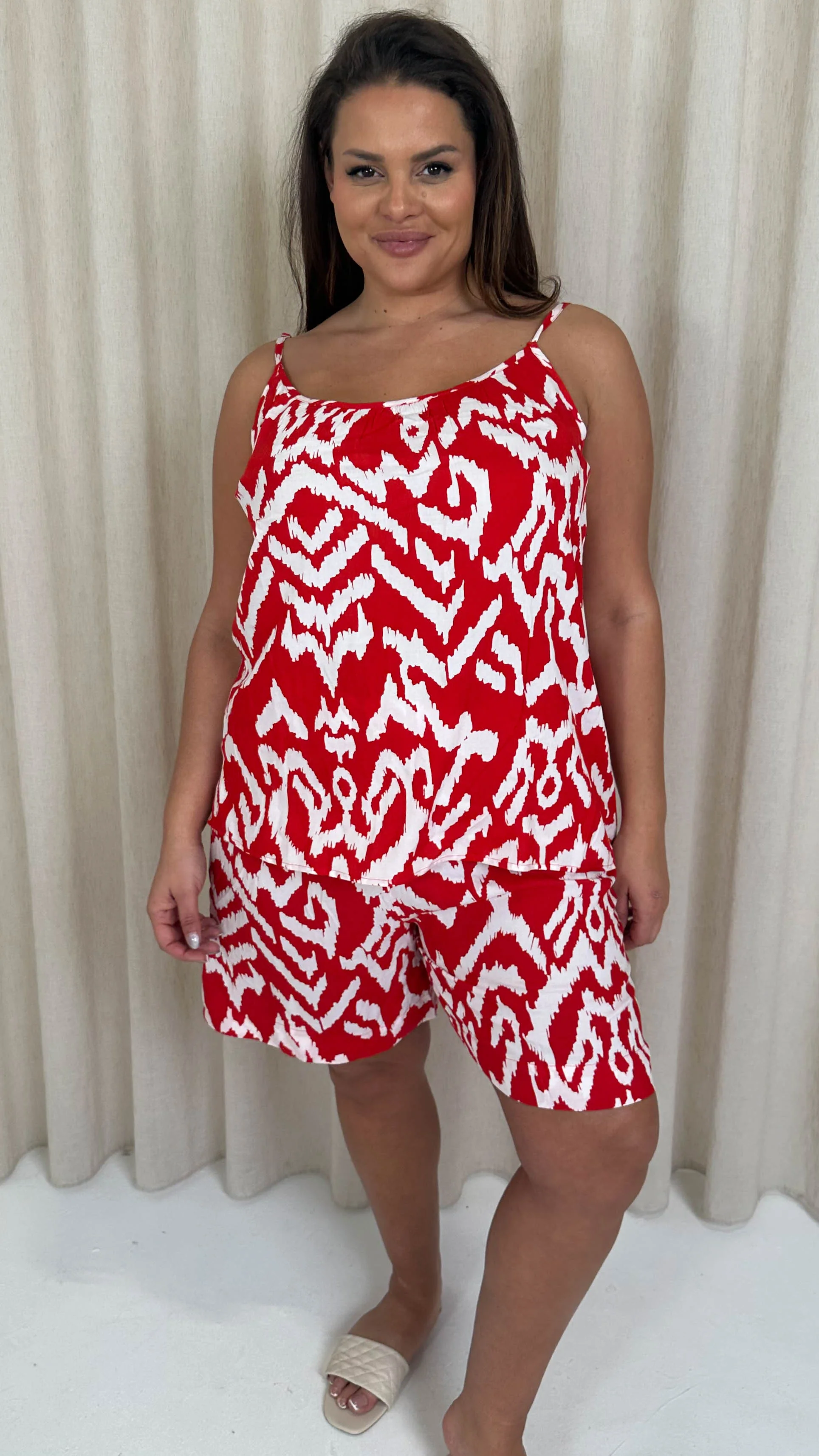 CurveWow Viscose Swing Cami Top Red Aztec - Image 7