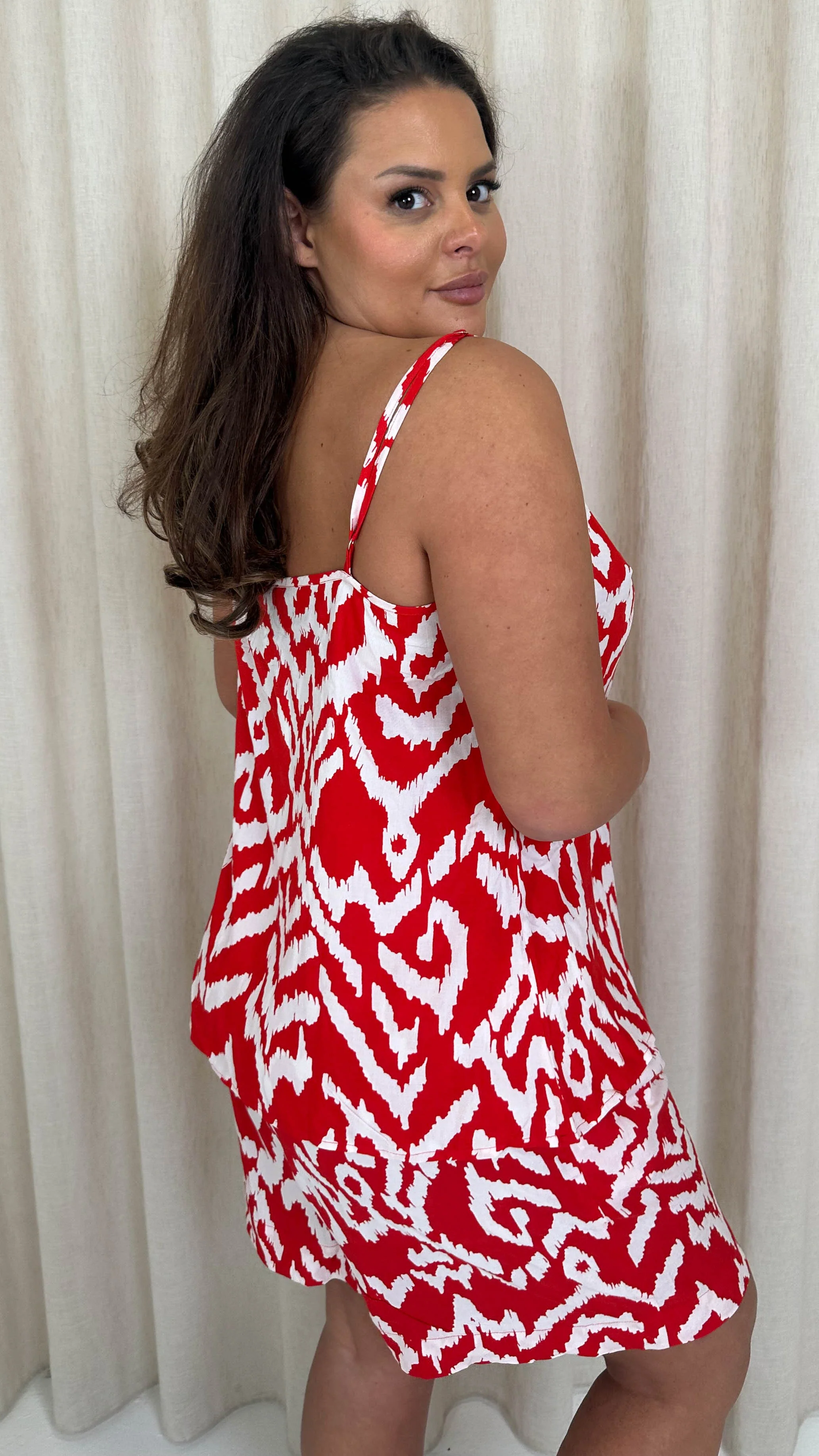 CurveWow Viscose Swing Cami Top Red Aztec - Image 8
