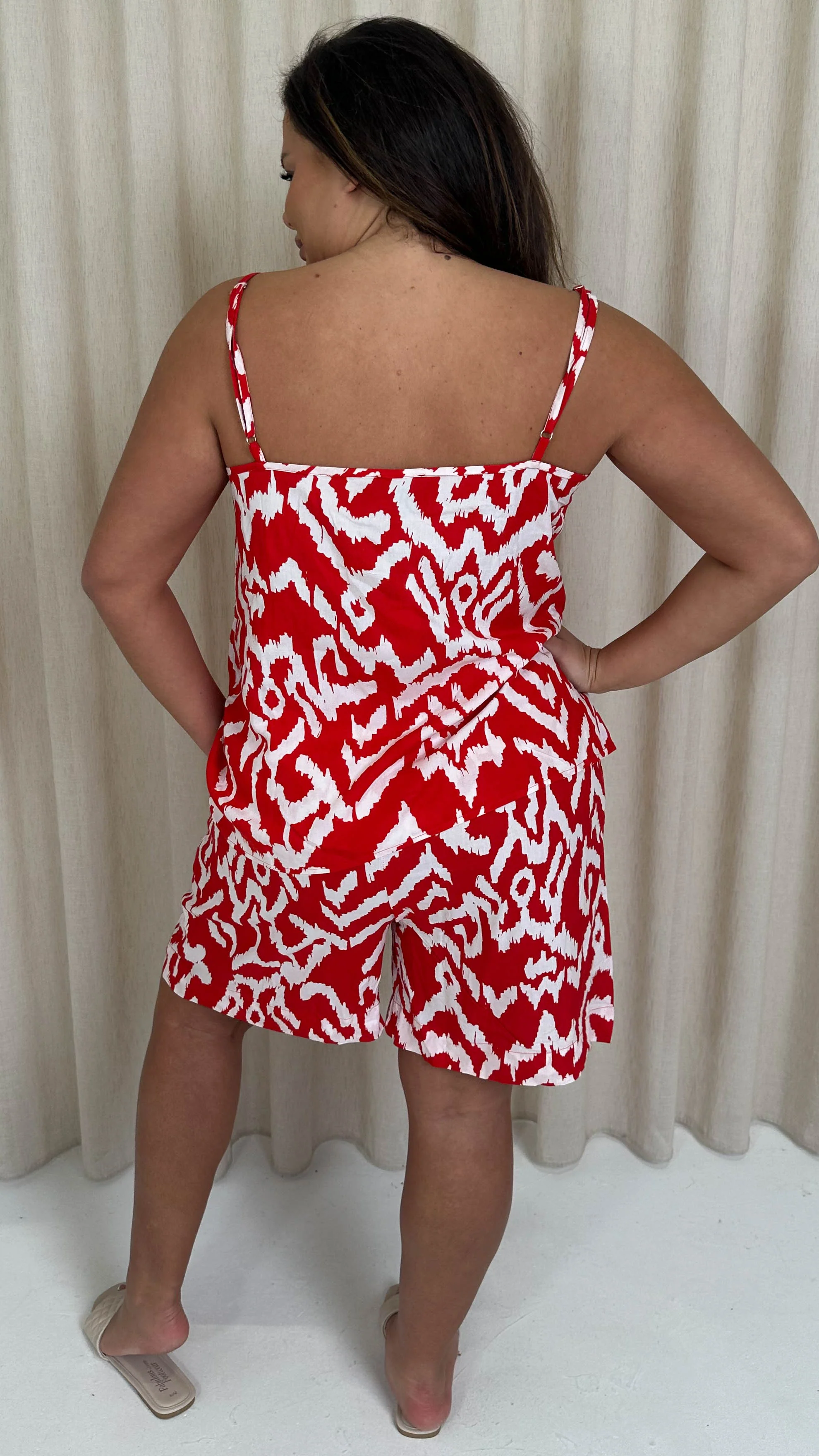 CurveWow Viscose Swing Cami Top Red Aztec - Image 9