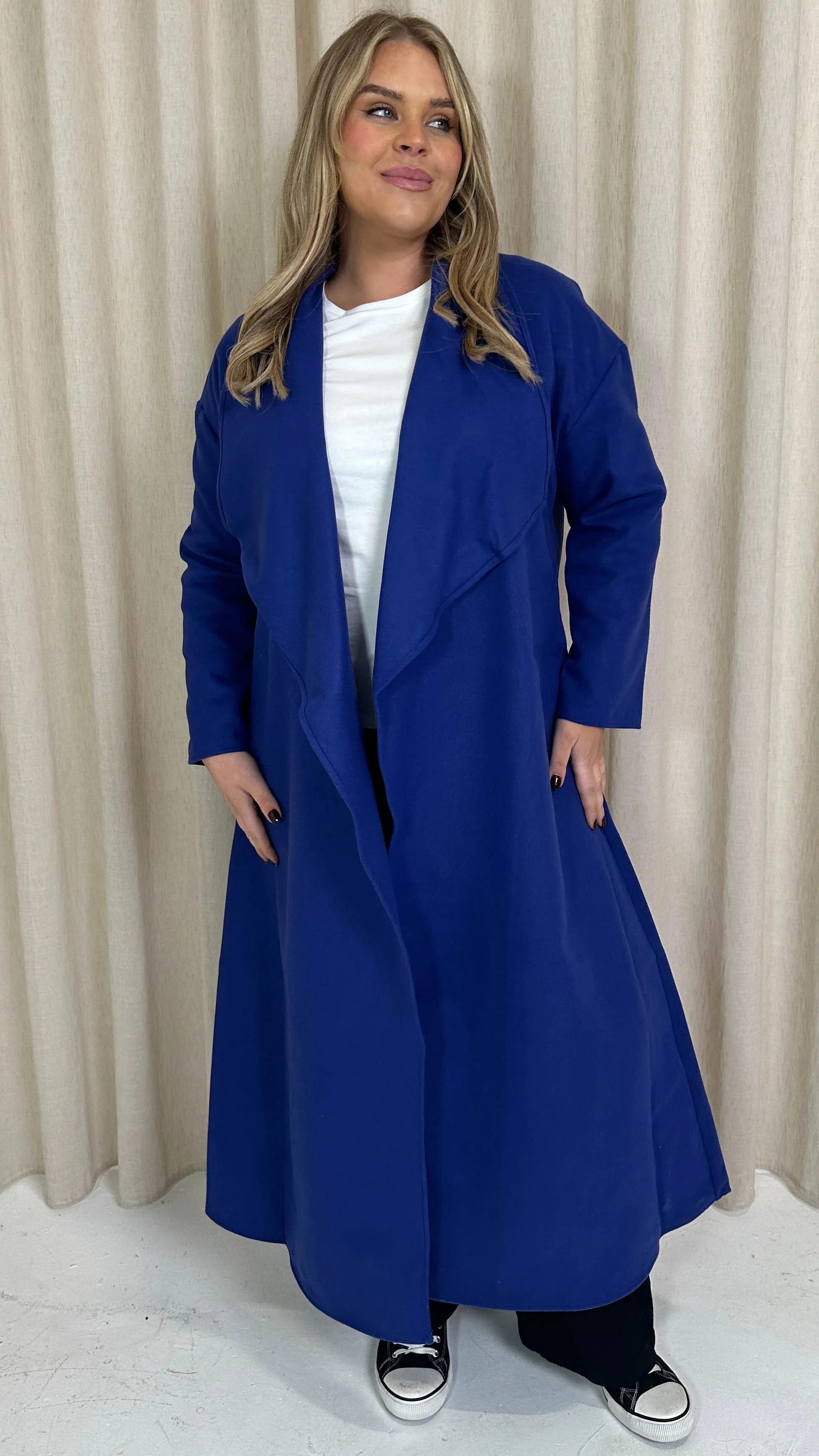 CurveWow Waterfall Maxi Coat Blue - Image 2