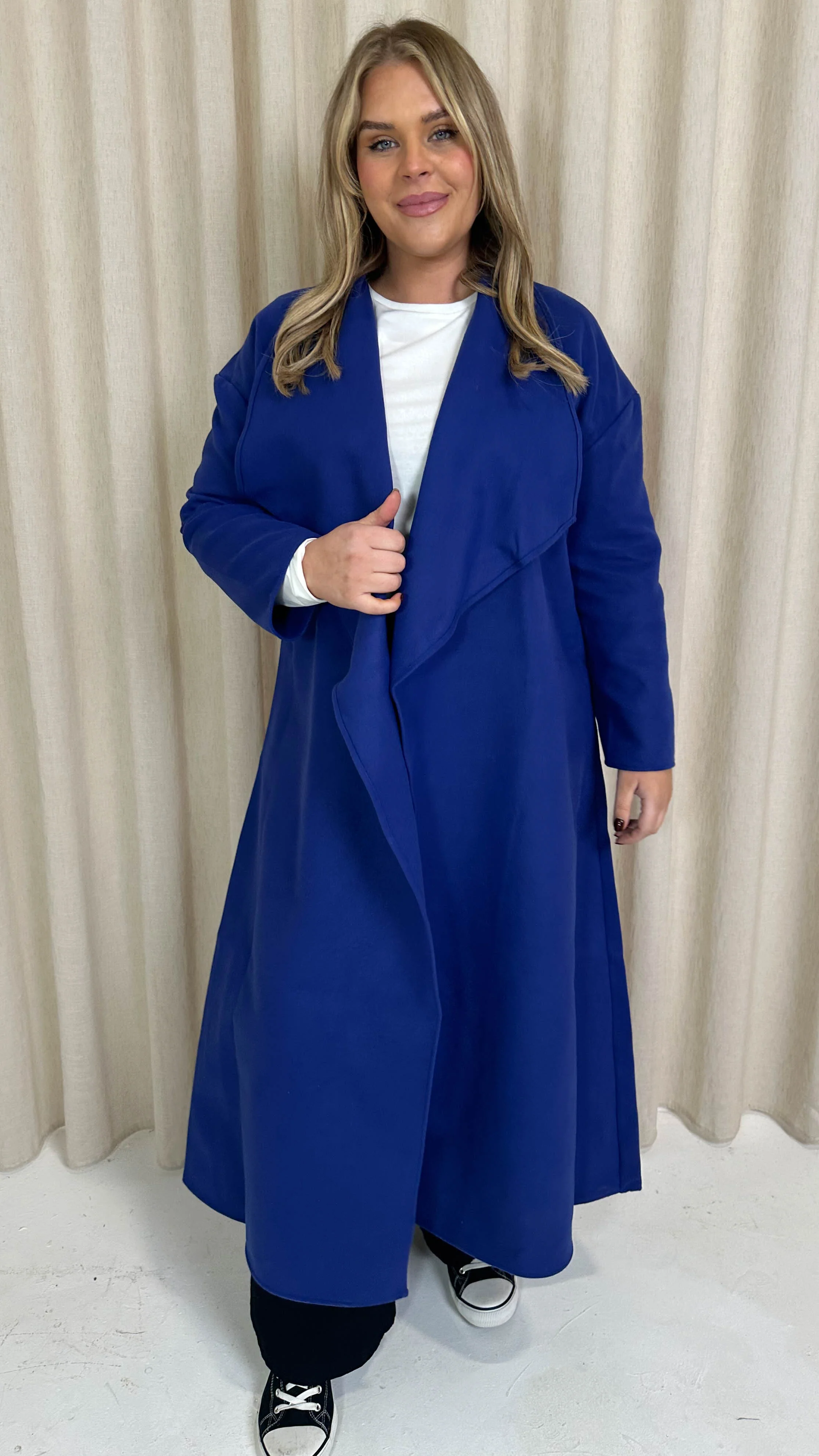 CurveWow Waterfall Maxi Coat Blue - Image 3