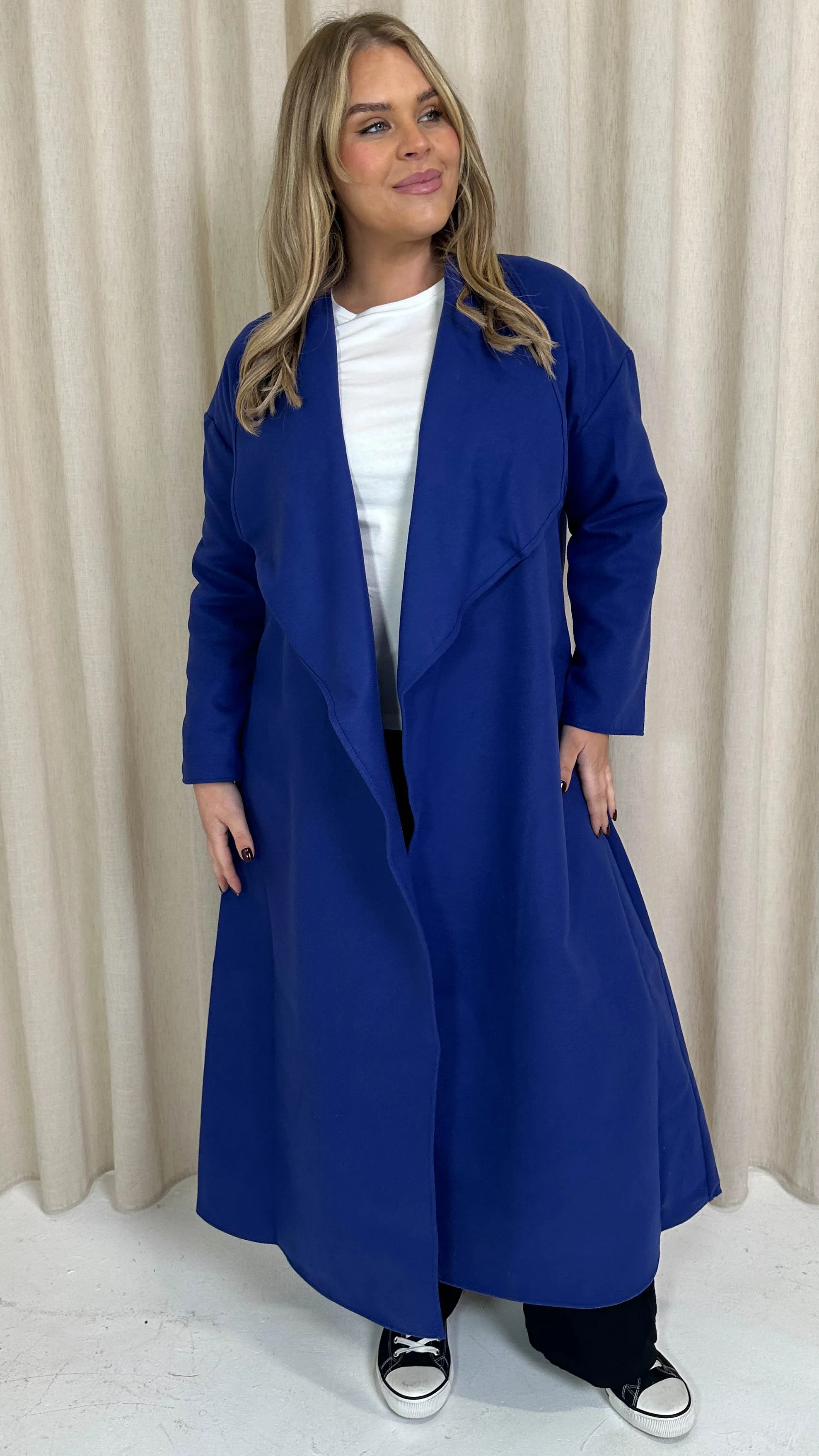 CurveWow Waterfall Maxi Coat Blue - Image 4