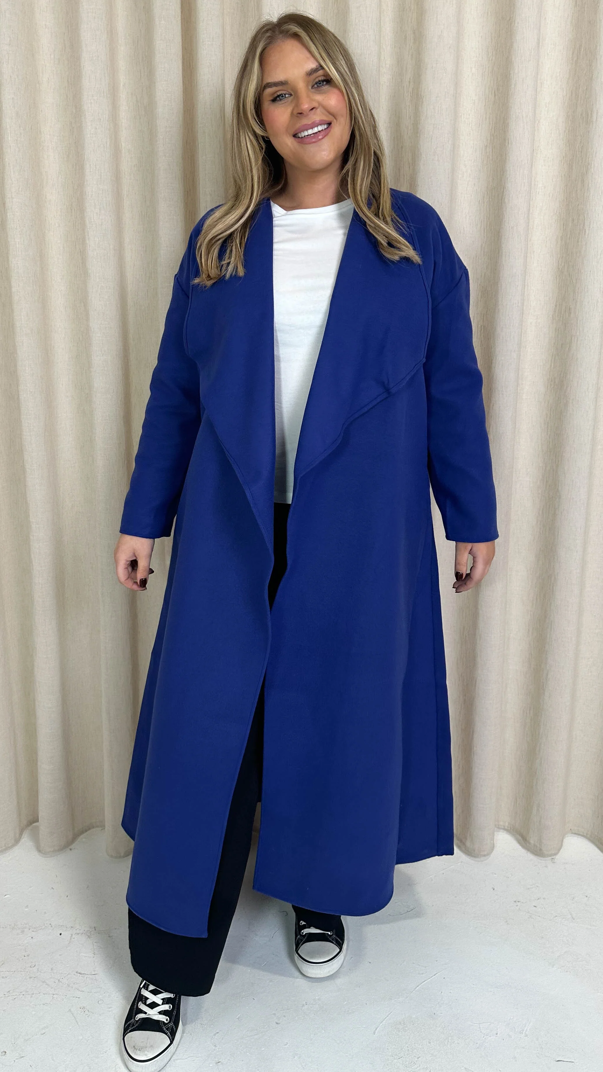 CurveWow Waterfall Maxi Coat Blue - Image 6