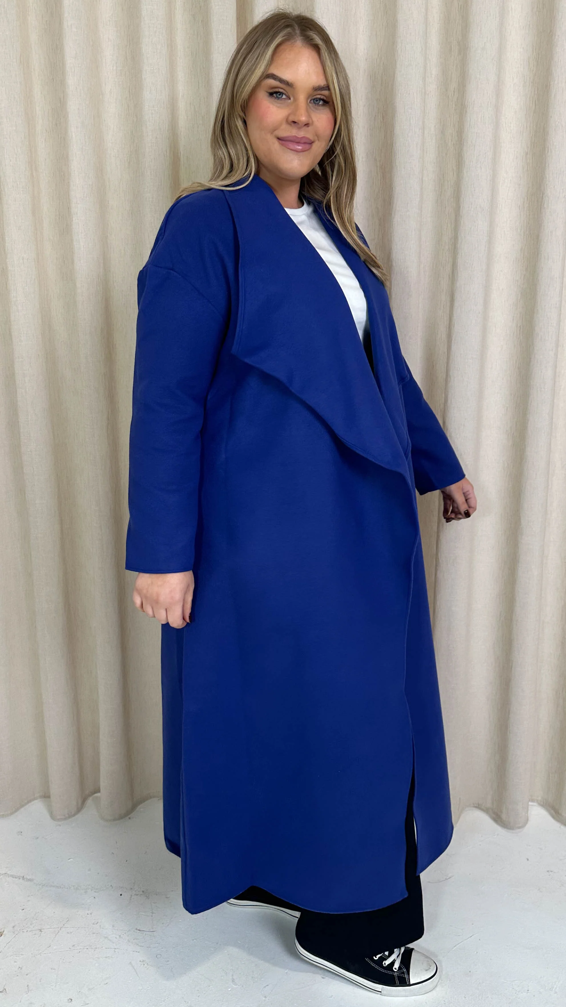 CurveWow Waterfall Maxi Coat Blue - Image 7