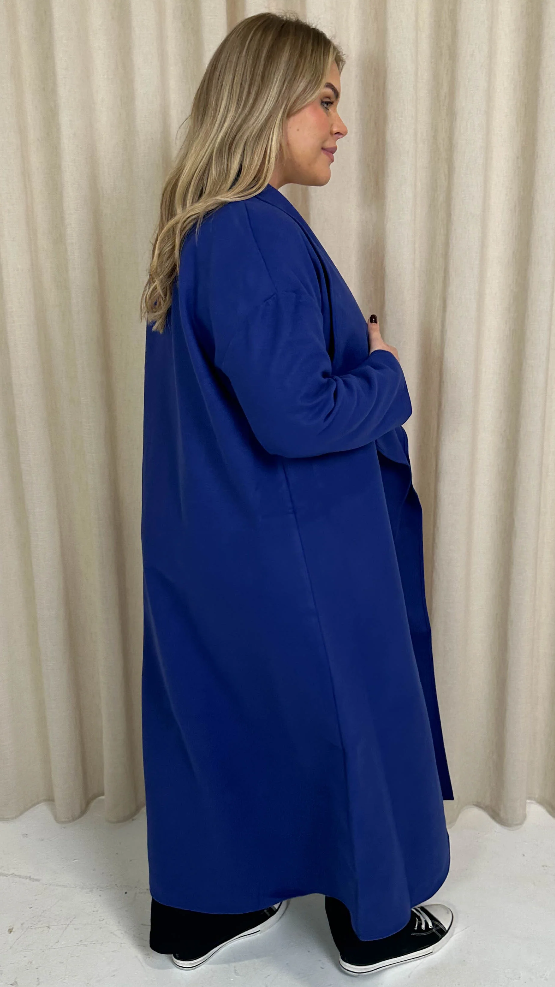 CurveWow Waterfall Maxi Coat Blue - Image 8