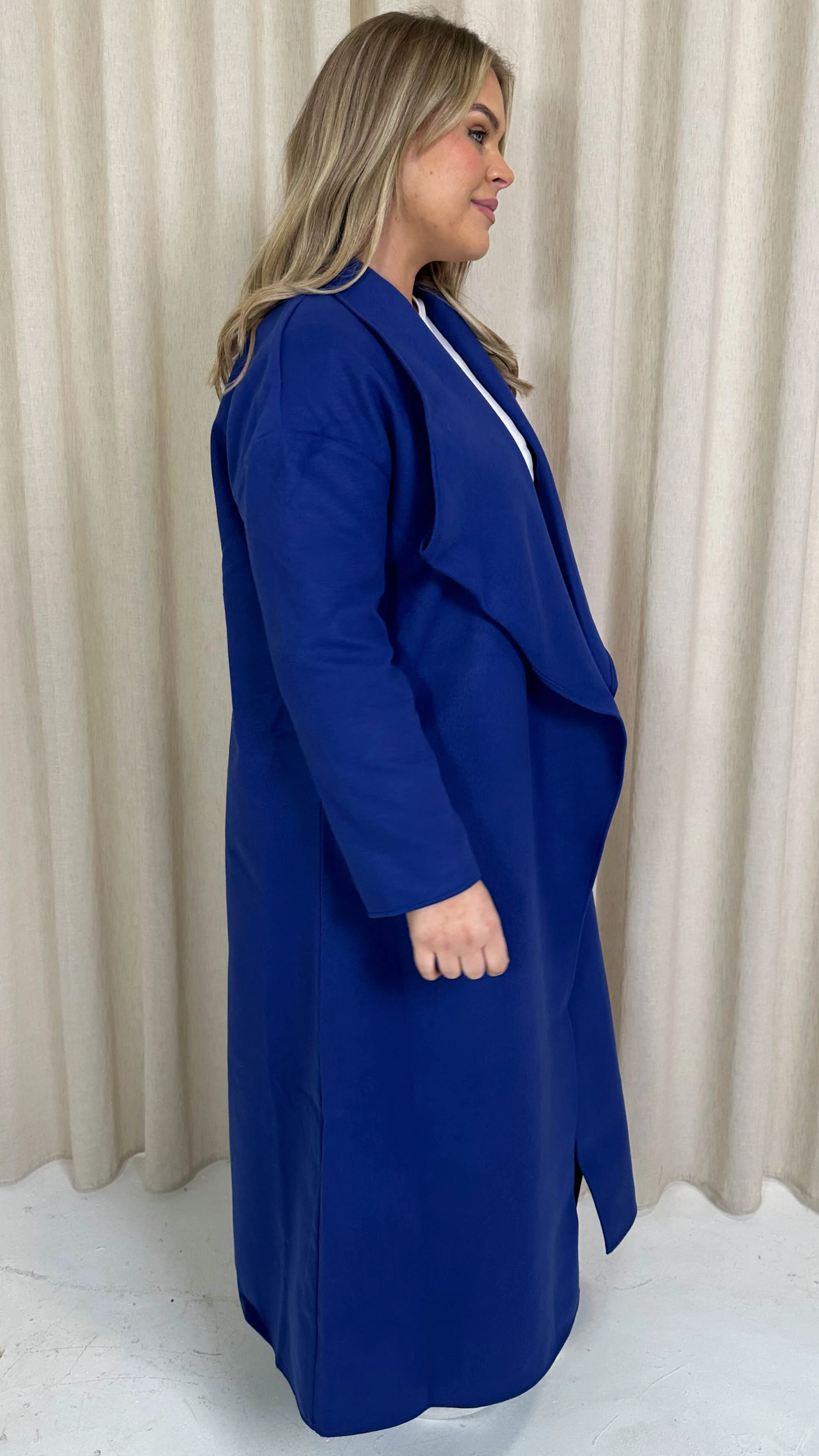 CurveWow Waterfall Maxi Coat Blue - Image 9