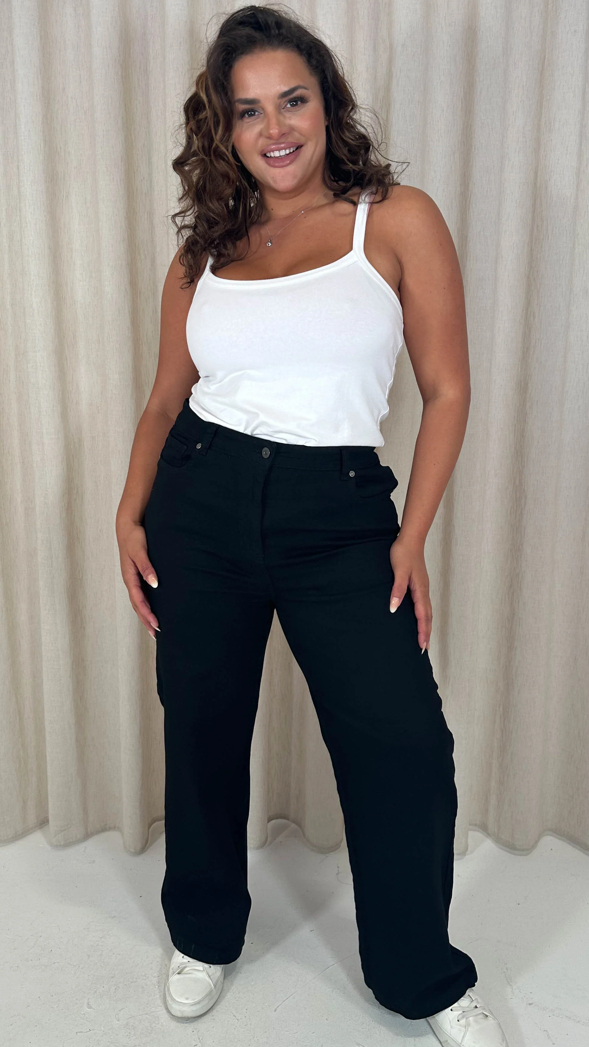 CurveWow Wide Leg Jeans Black - Image 3