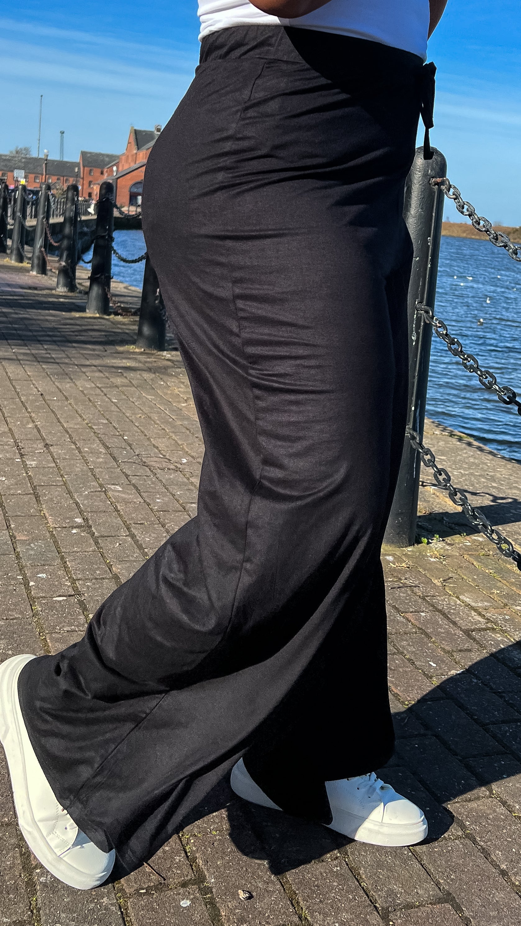 CurveWow Wide Leg Pull On Trousers Black - Image 7