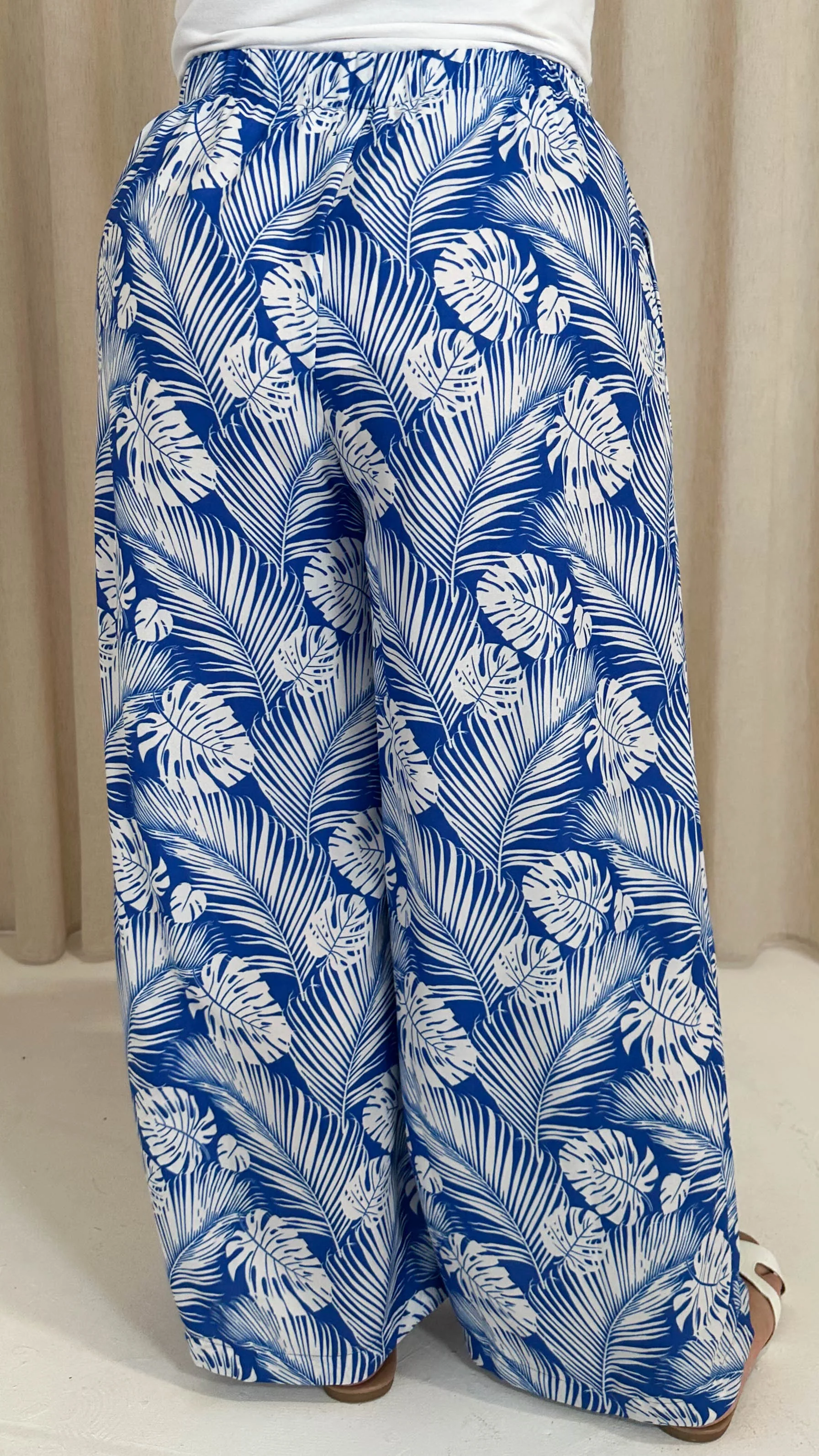 CurveWow Wideleg Trouser Blue Tropical - Image 6