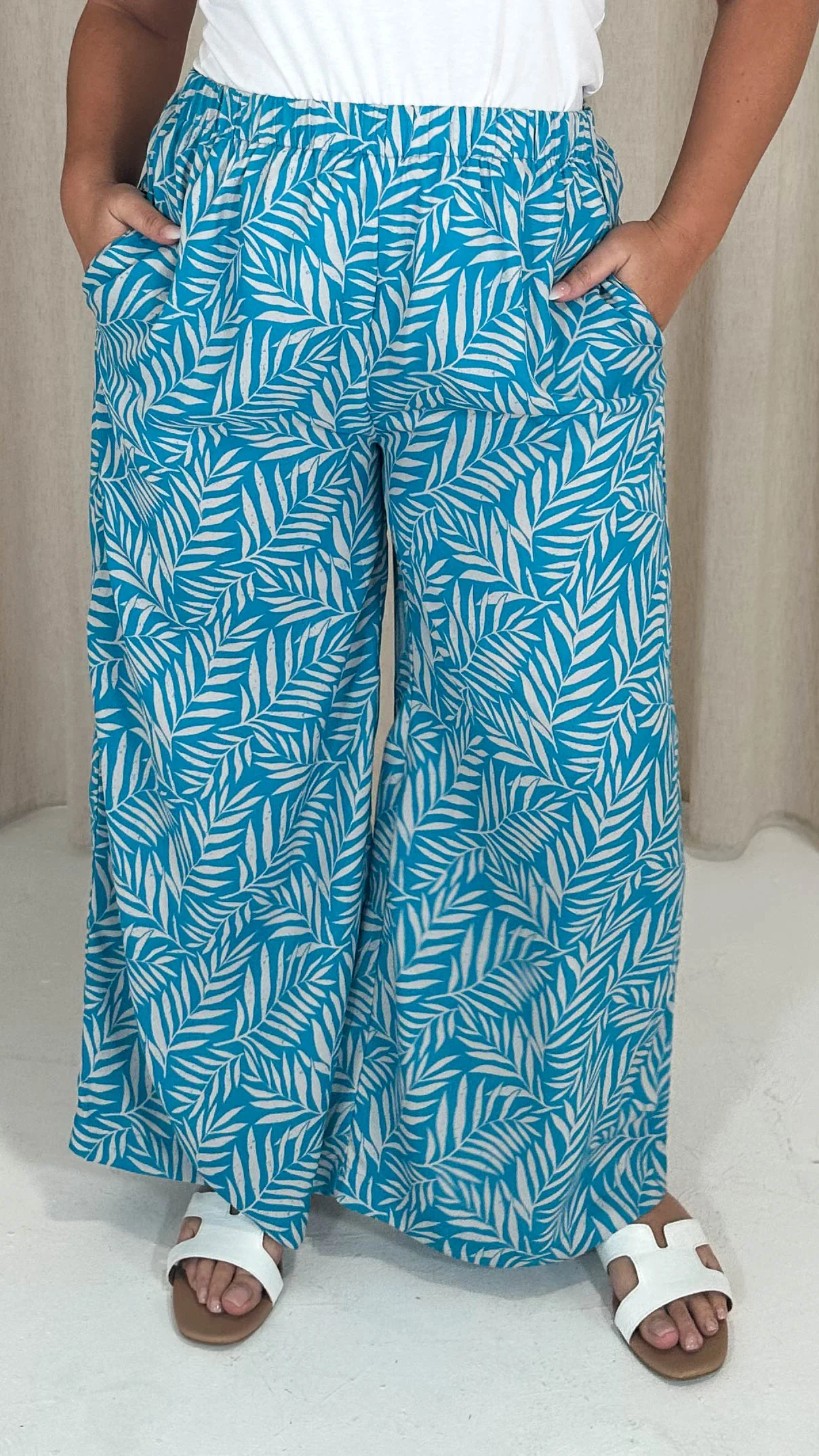 CurveWow Wideleg Trouser Blue Leaf - Image 4