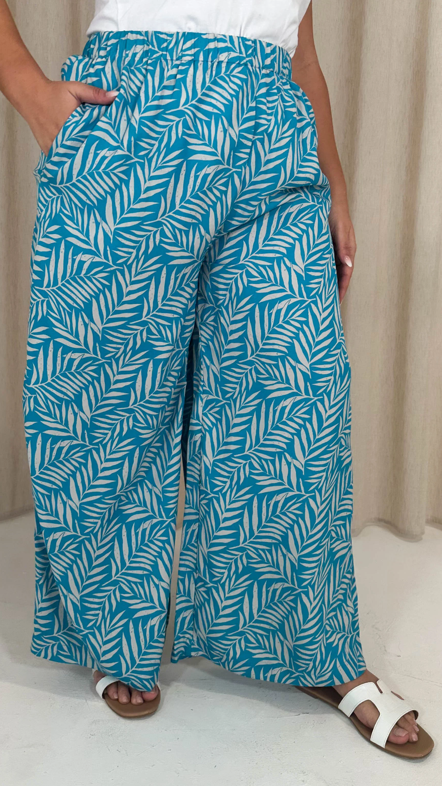 CurveWow Wideleg Trouser Blue Leaf - Image 5