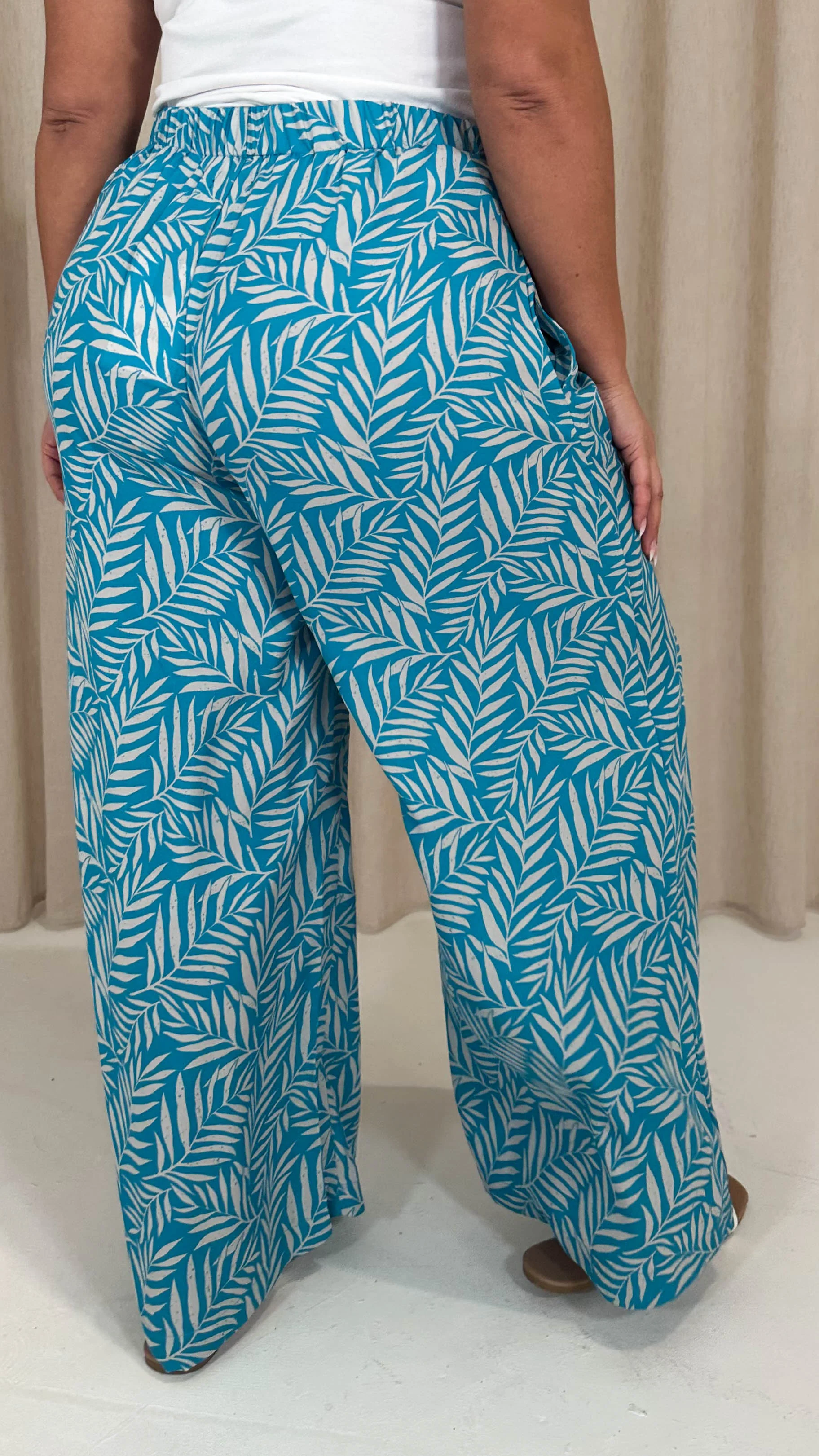 CurveWow Wideleg Trouser Blue Leaf - Image 6