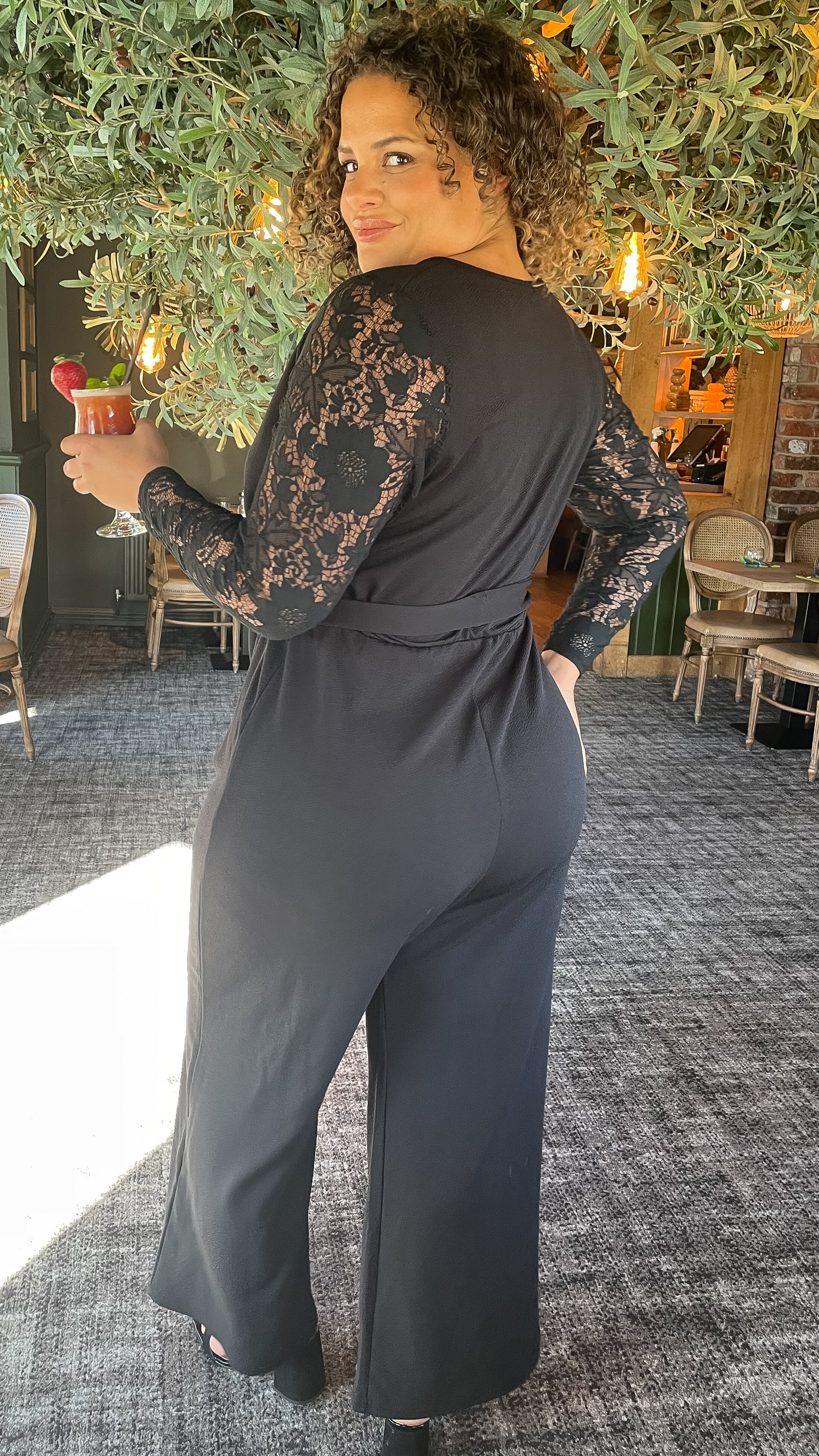 CurveWow Wrap Front Lace Jumpsuit - Image 8
