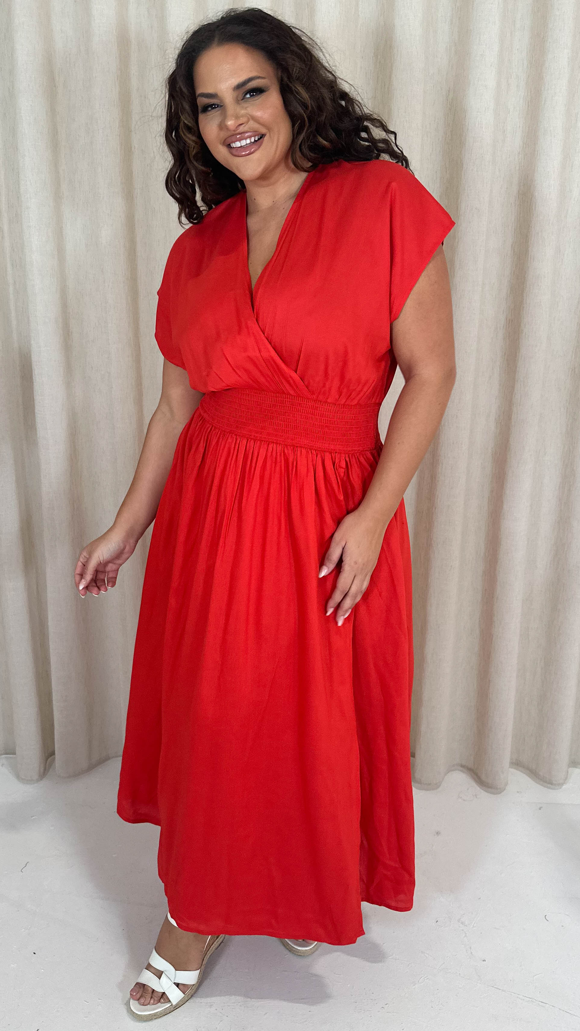 CurveWow Wrap Front Sundress Red - Image 3