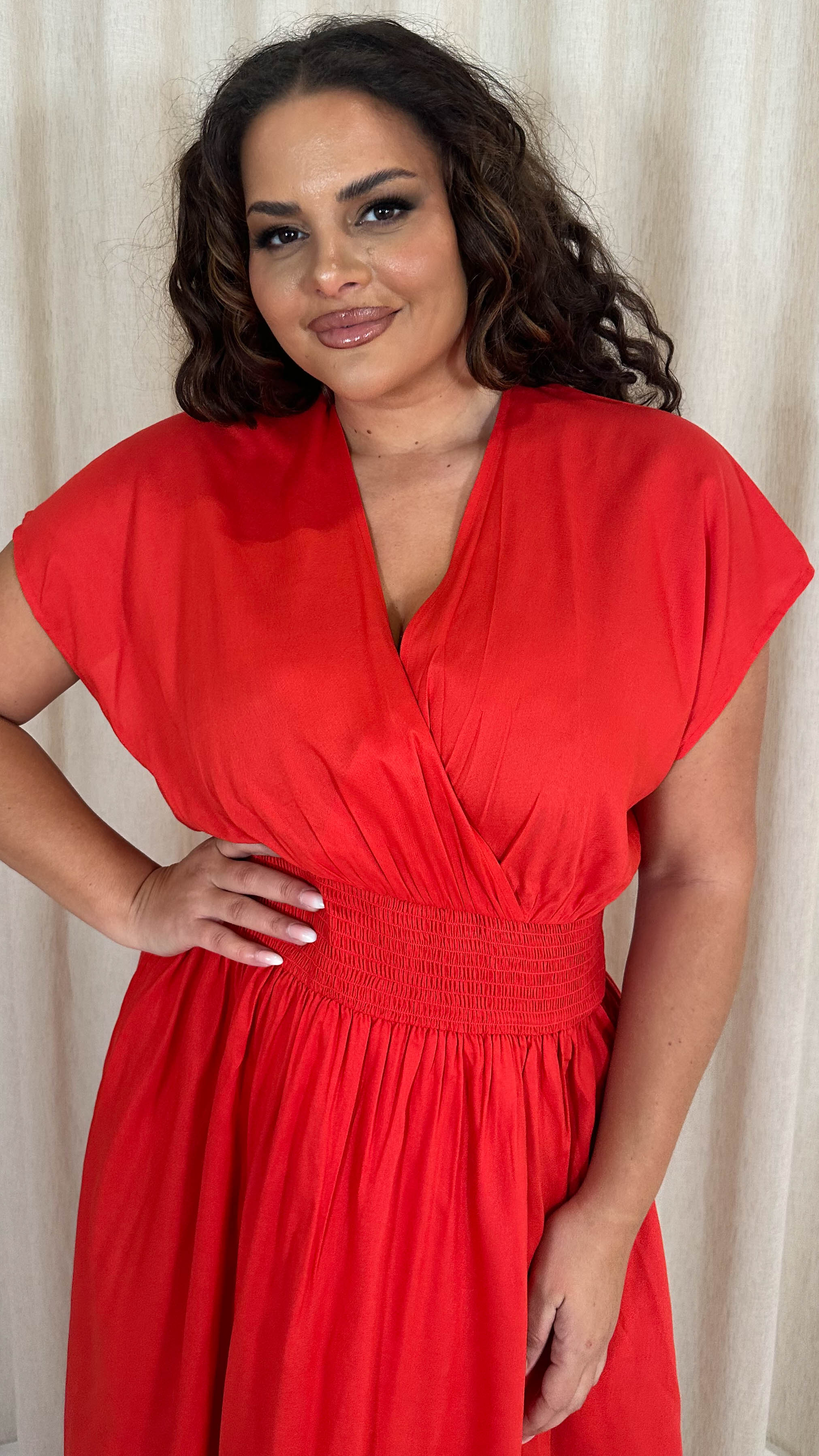 CurveWow Wrap Front Sundress Red - Image 4