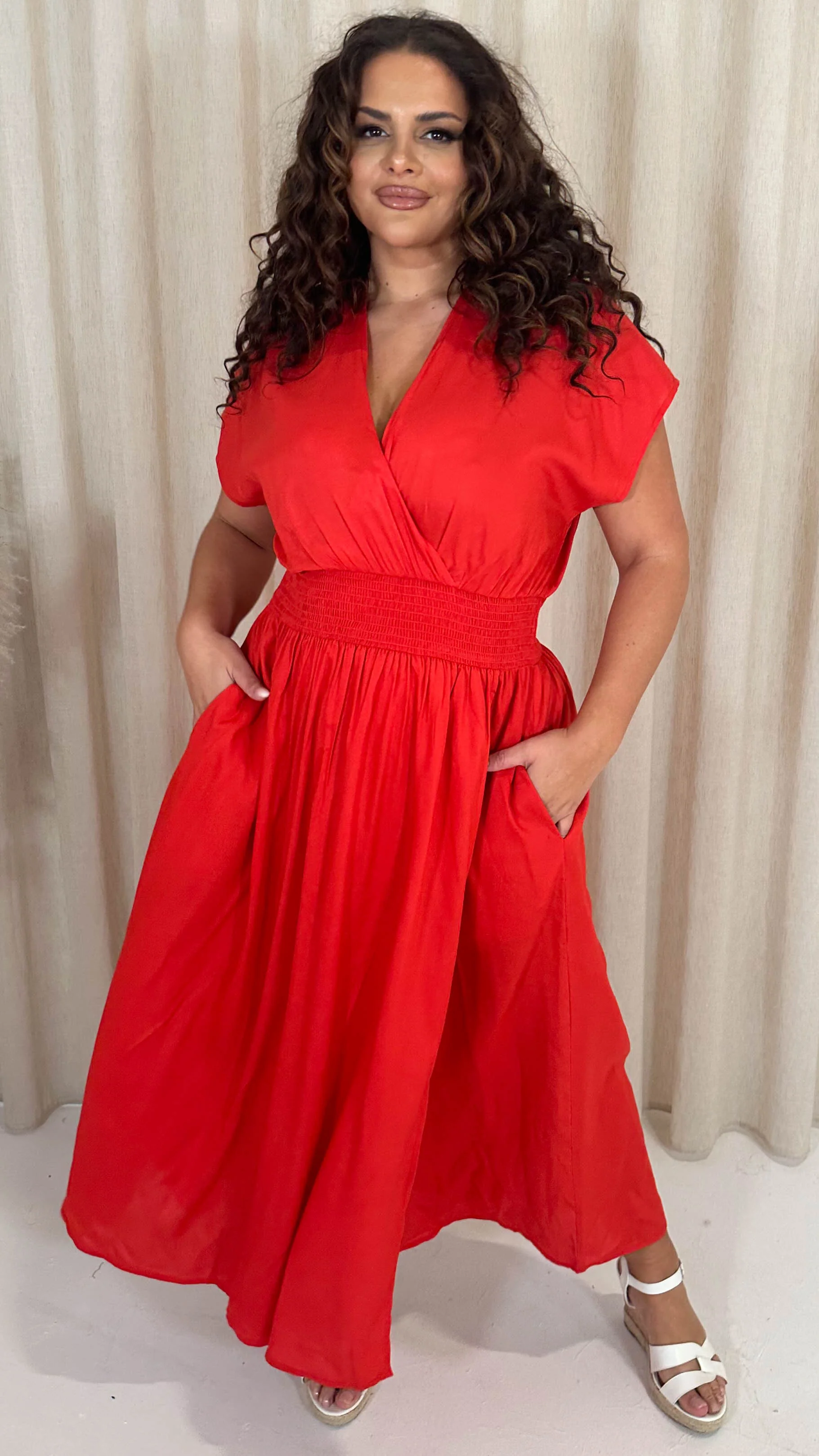 CurveWow Wrap Front Sundress Red - Image 5