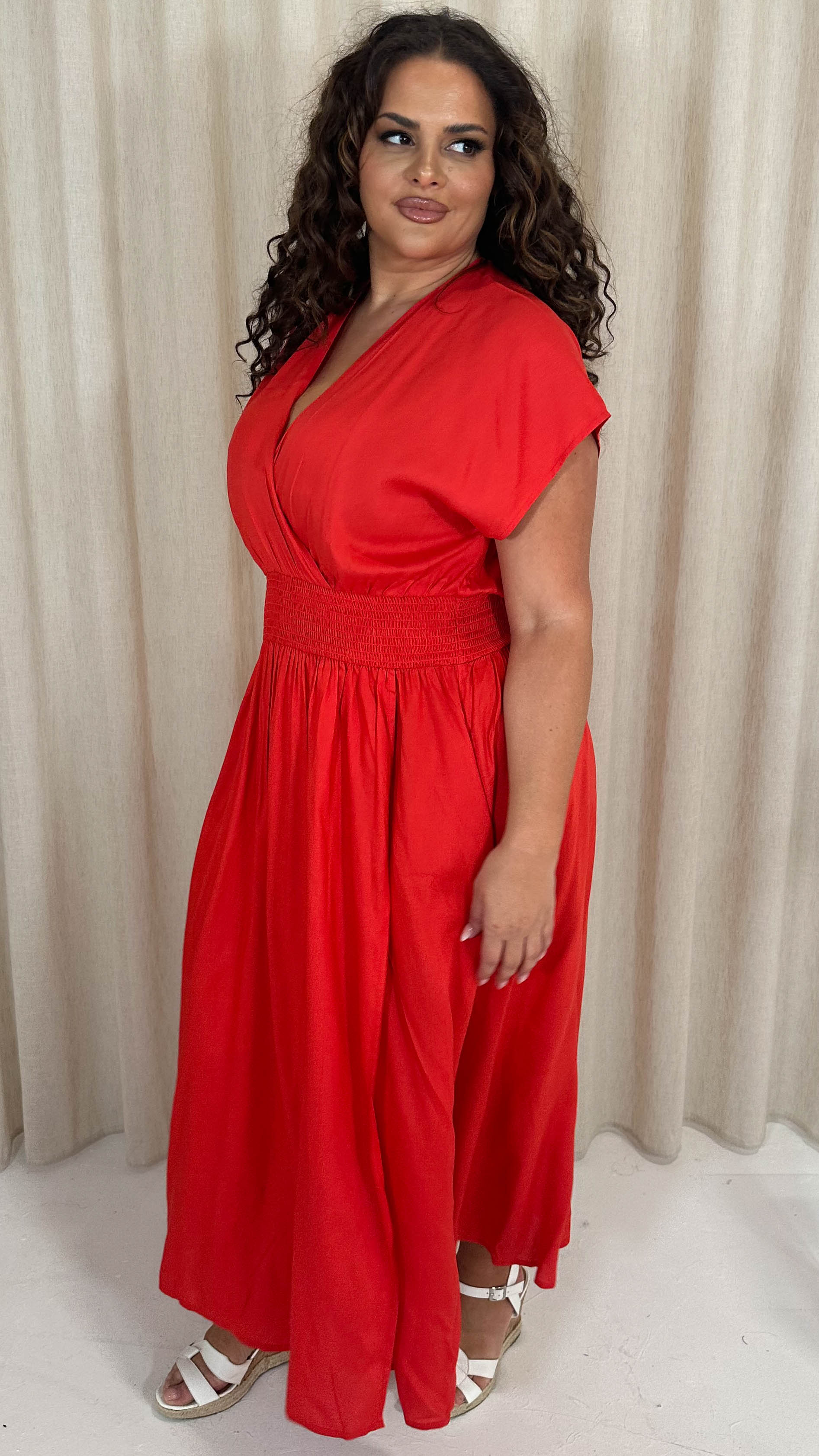 CurveWow Wrap Front Sundress Red - Image 7