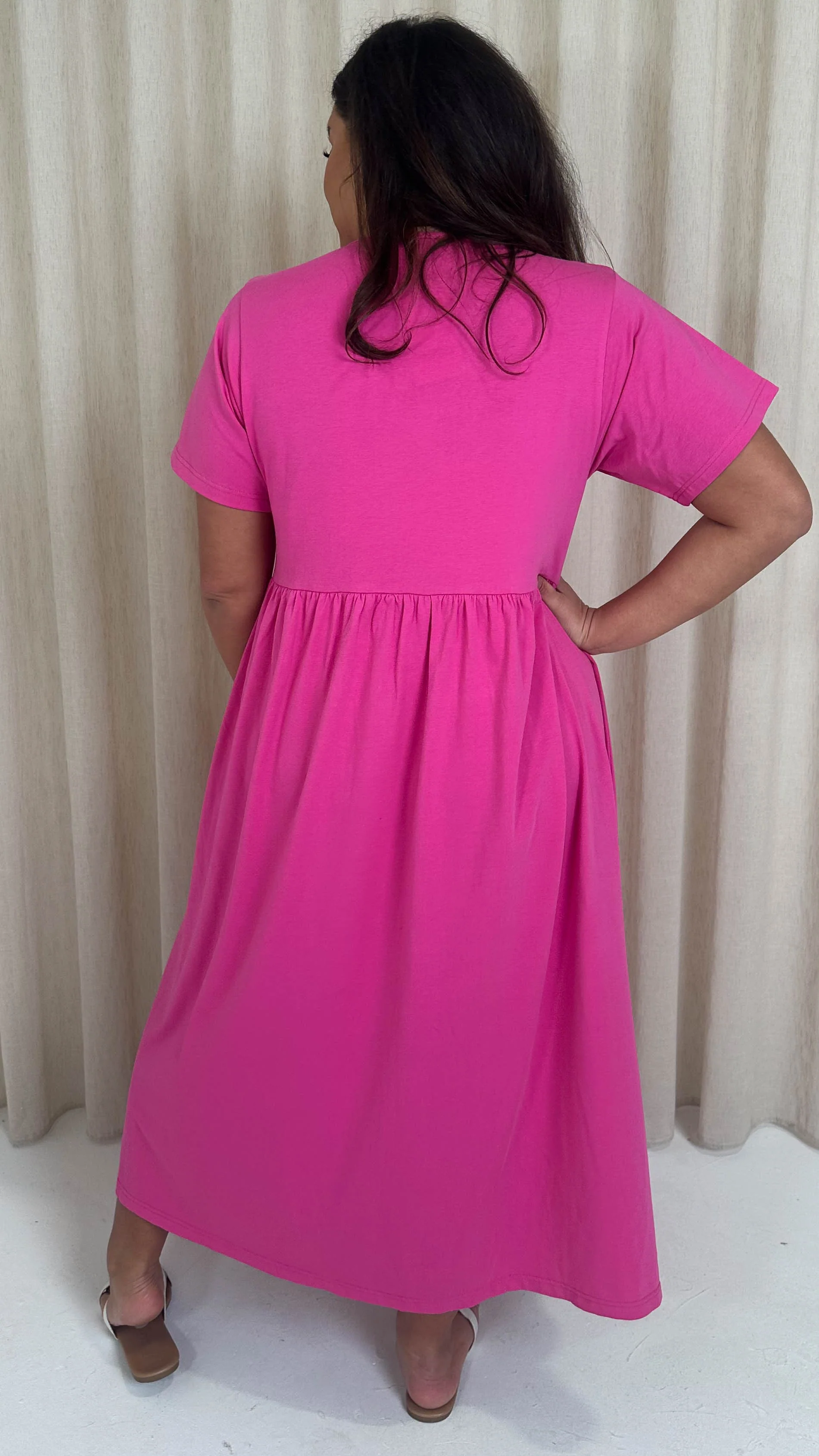 CurveWow Wrap Midi Dress Pink - Image 5
