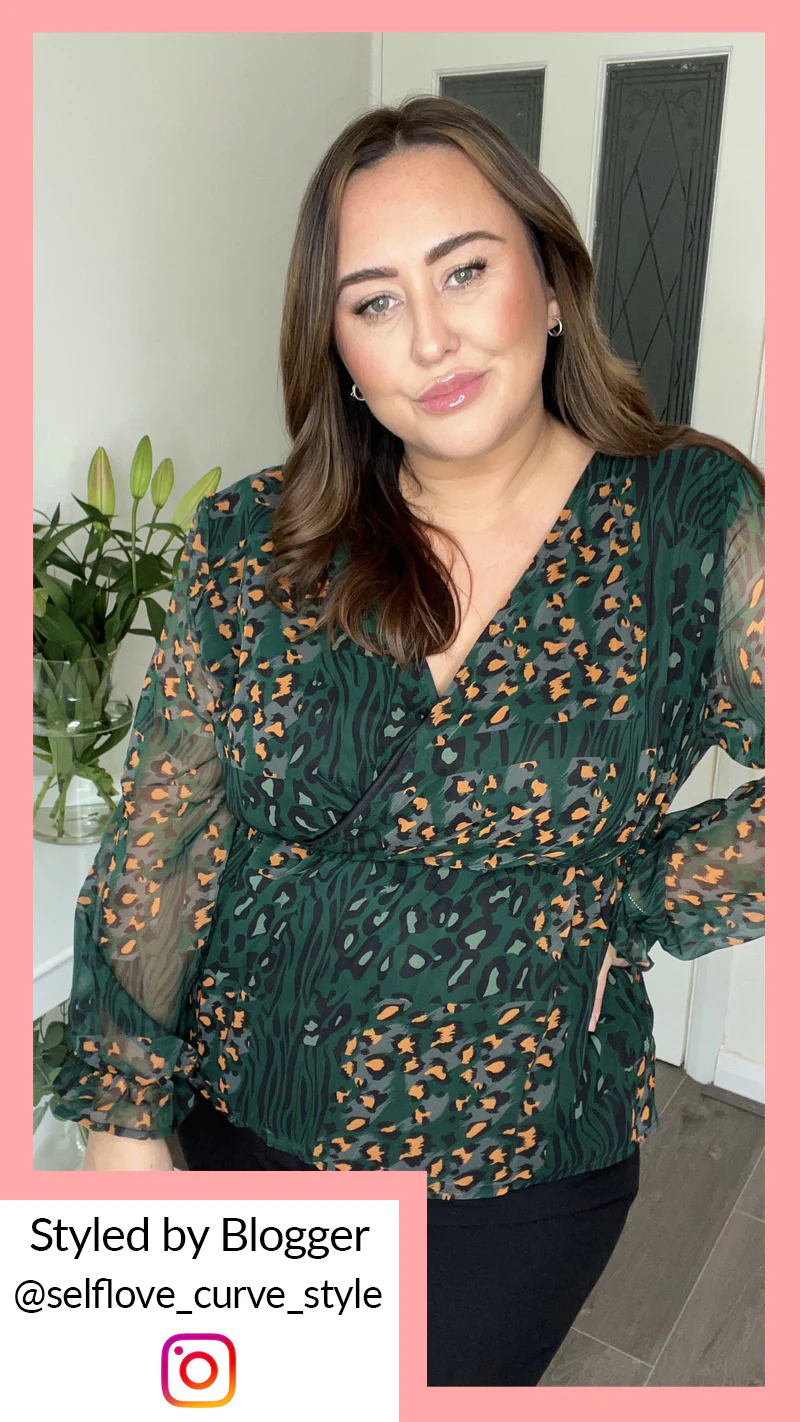 CurveWow Wrap Top Green Leopard - Image 2