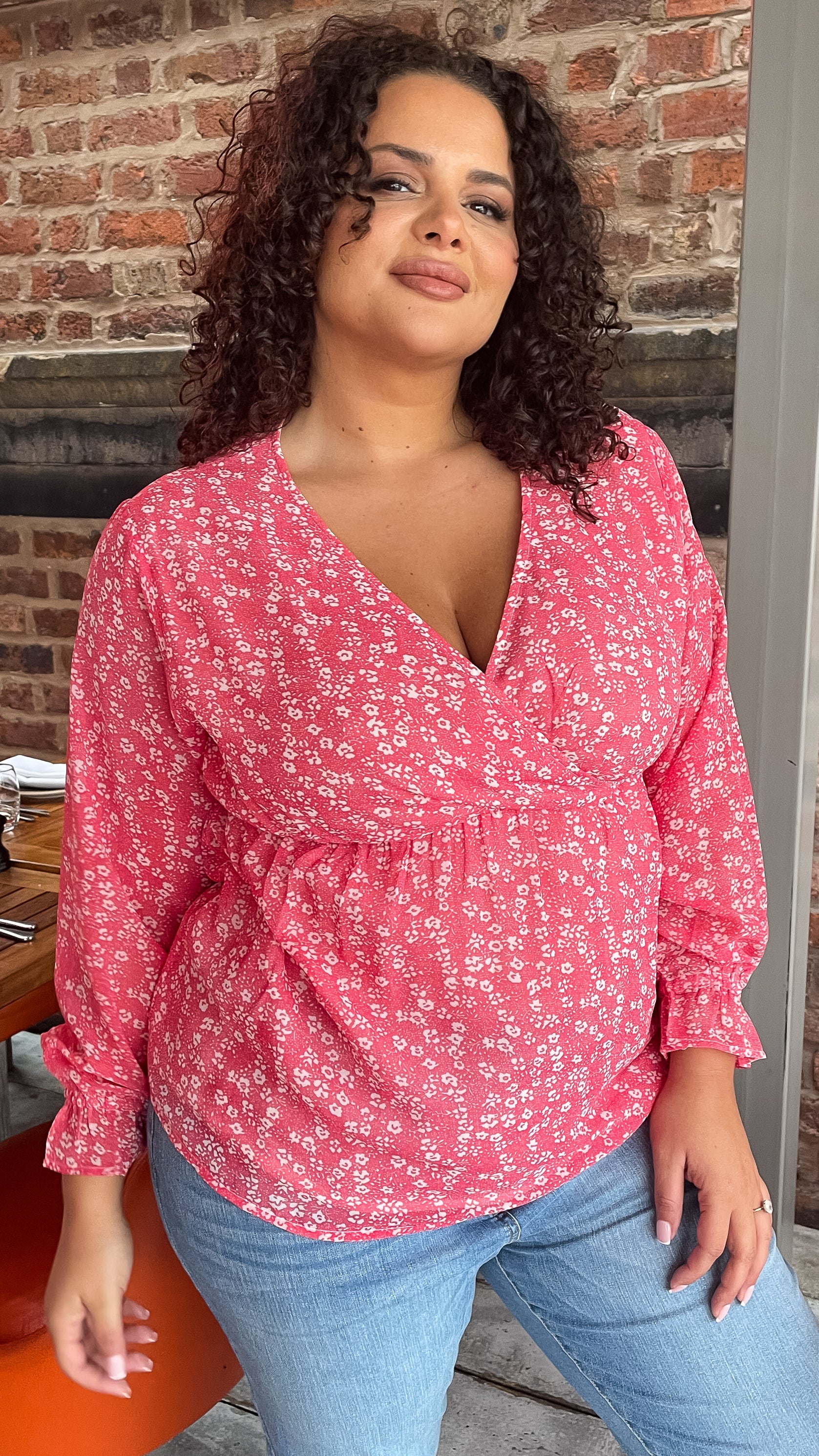 CurveWow Wrap Top Red Floral - Image 4