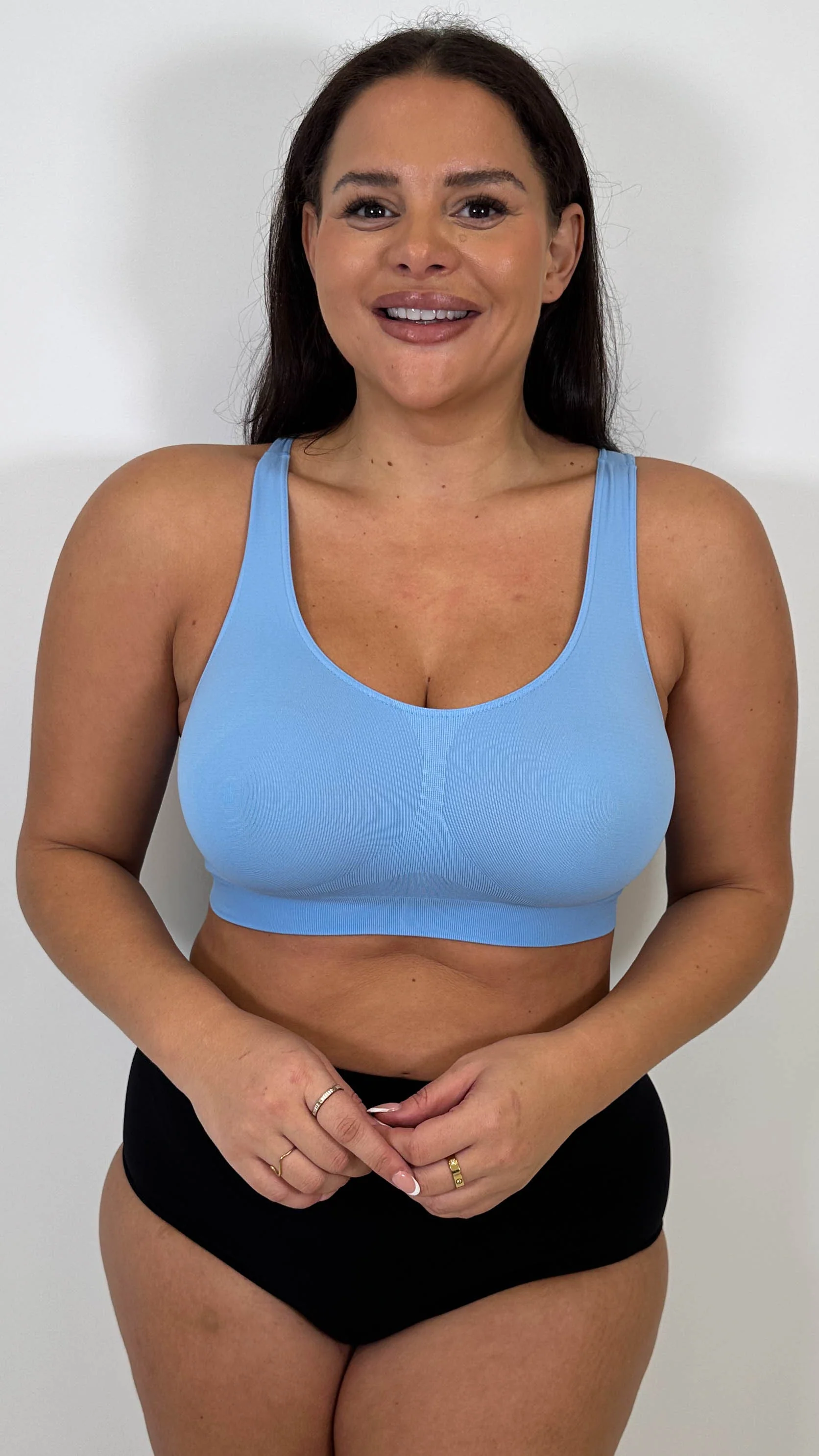 Curvy Seam Free Comfort Bra Blue - Image 4