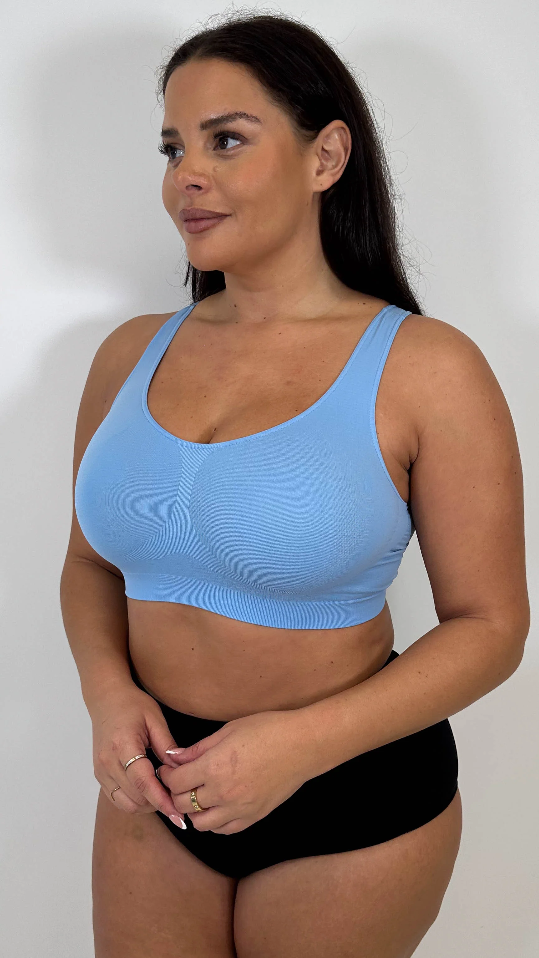 Curvy Seam Free Comfort Bra Blue - Image 5