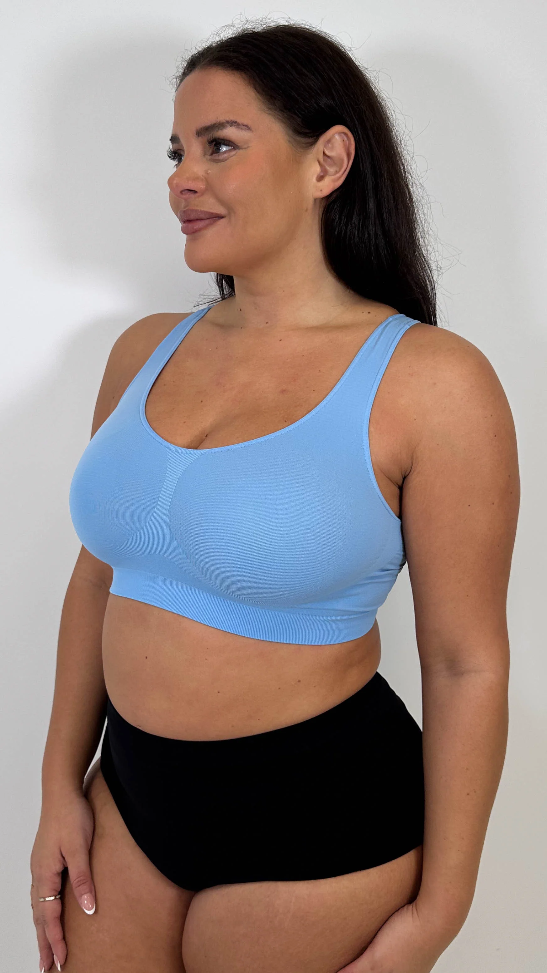 Curvy Seam Free Comfort Bra Blue - Image 6