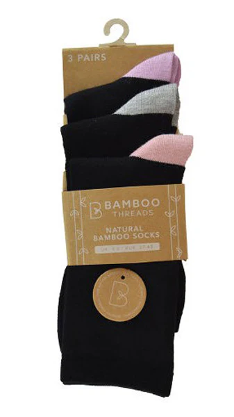 3 Pack Bamboo Heel & Toe Socks Light