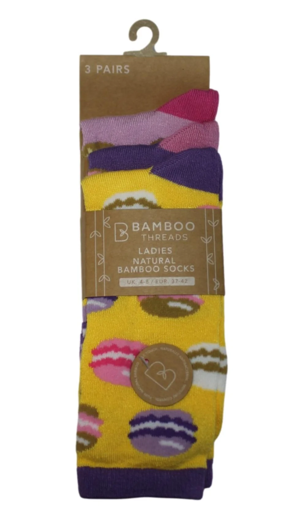 3 Pack Bamboo Novelty Design Socks Doughnut