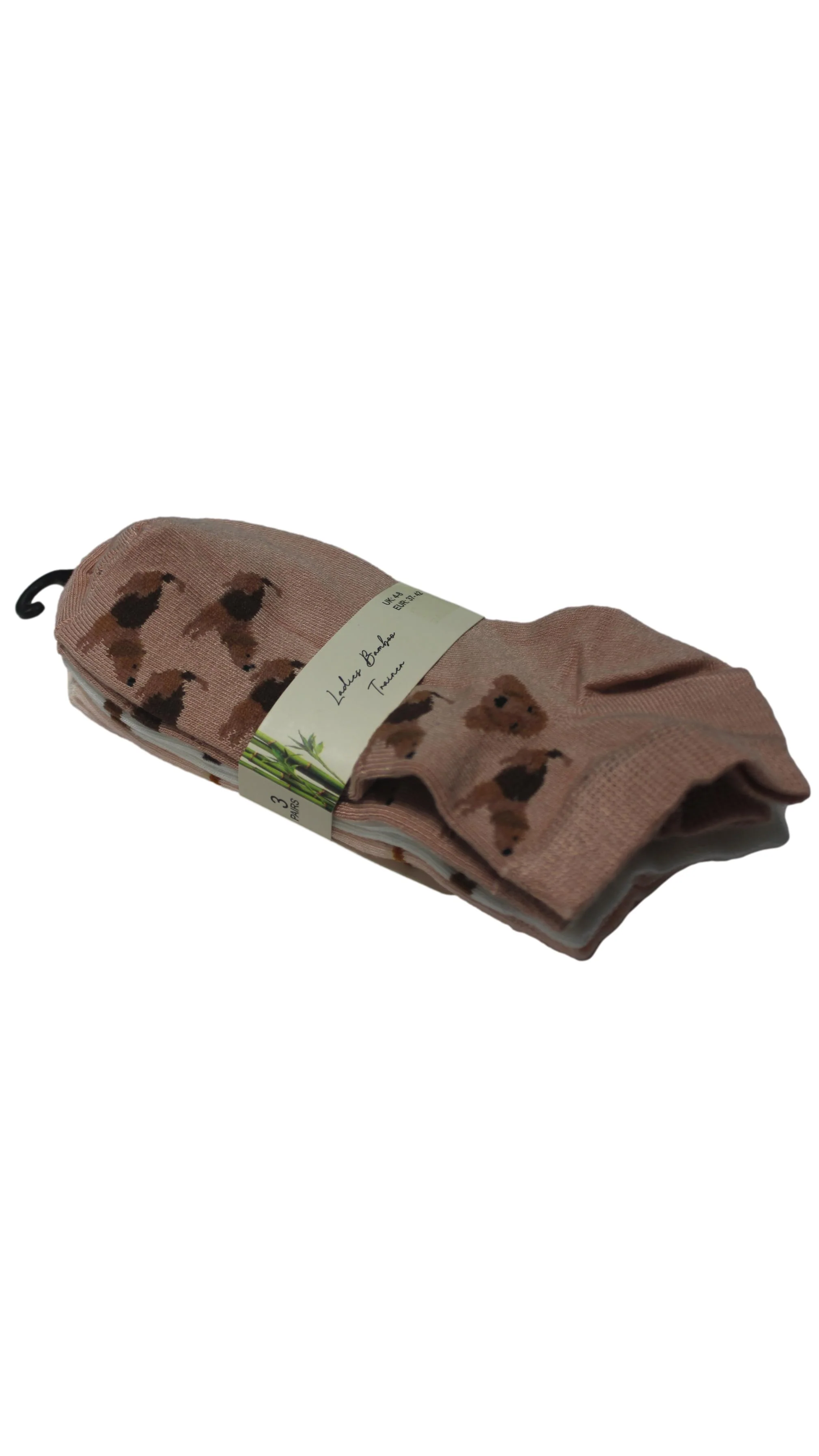 Bamboo Trainer Socks 3 Pack Dog Collection Pink - Image 2
