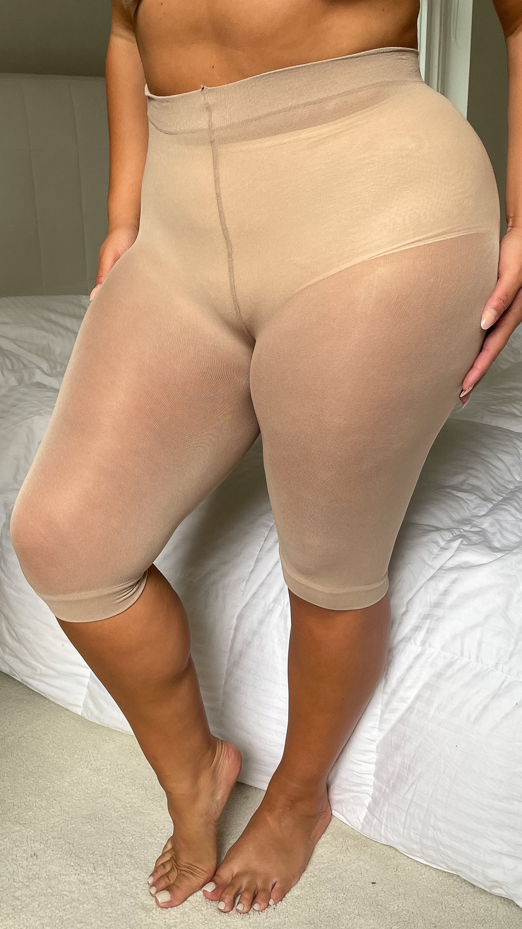 90 Denier Curvy Super Stretch Anti Chafing Shorts Nude - Image 7