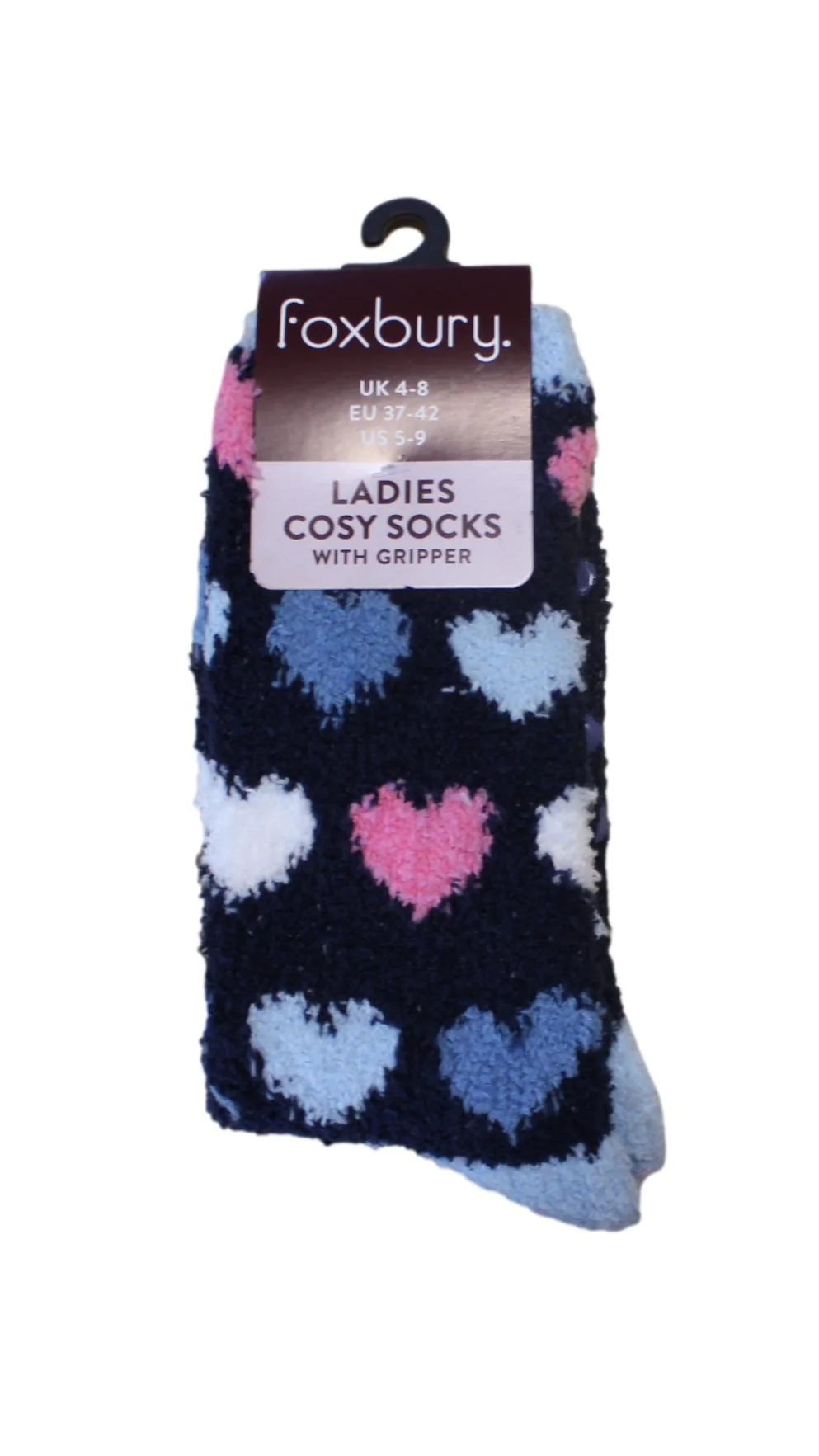 Single Pair Cosy Socks With Gripper Navy