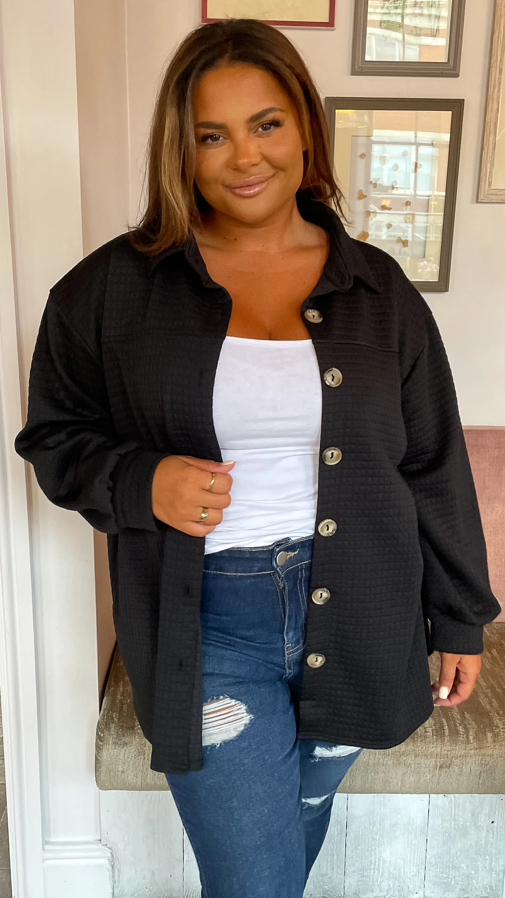 CurveWow Quilted Jacket Black