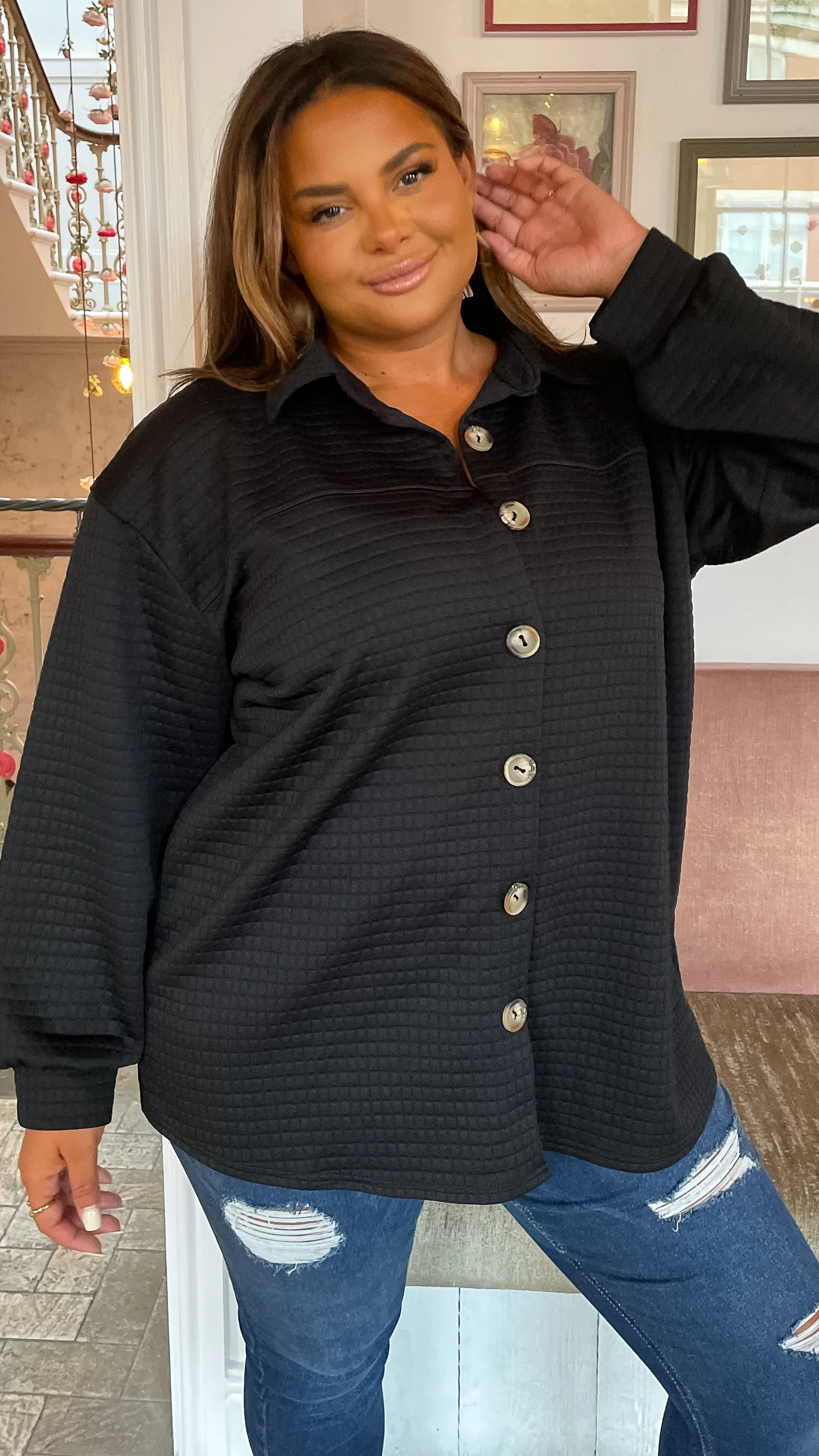 CurveWow Quilted Jacket Black - Image 2