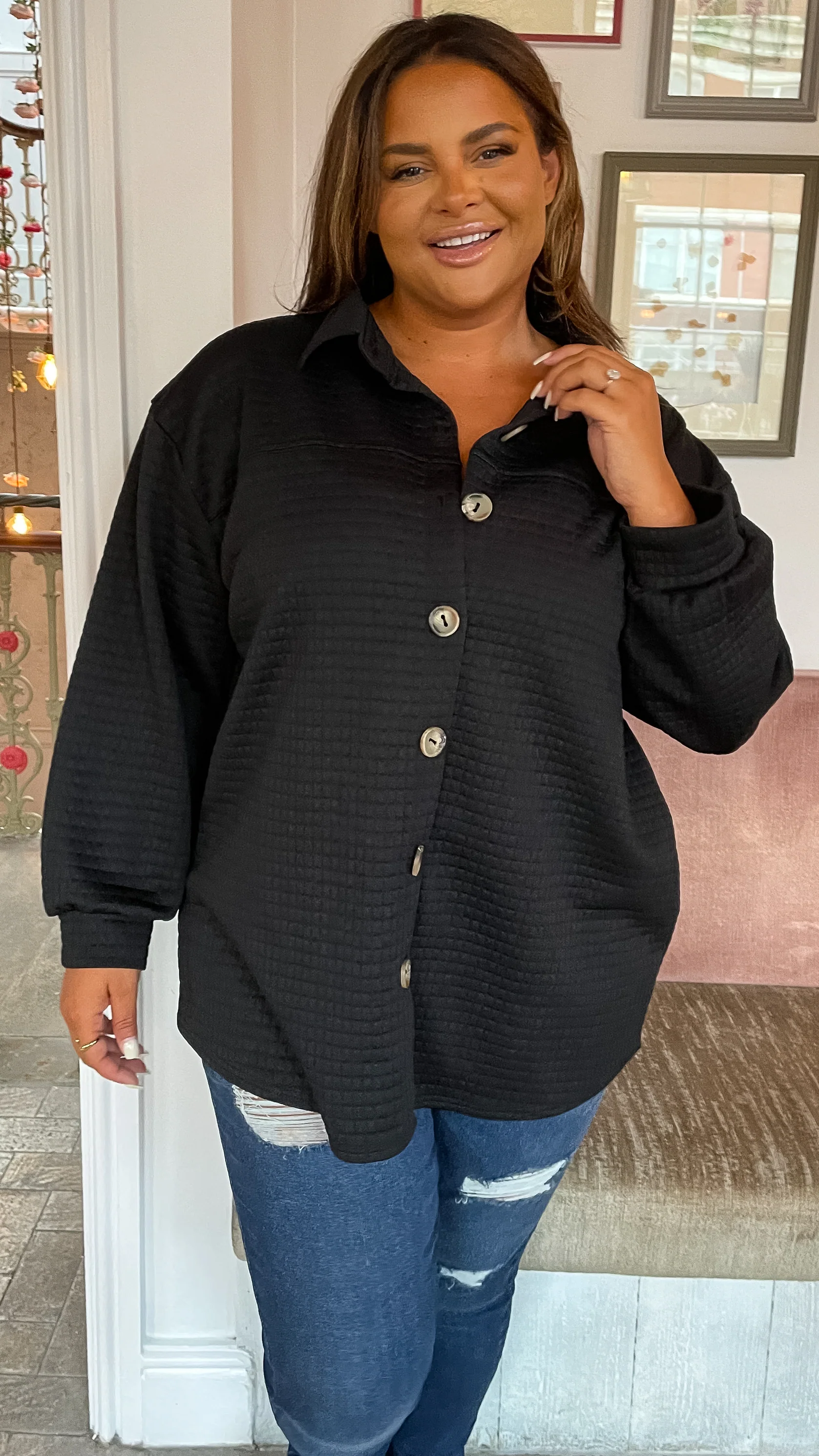 CurveWow Quilted Jacket Black - Image 3
