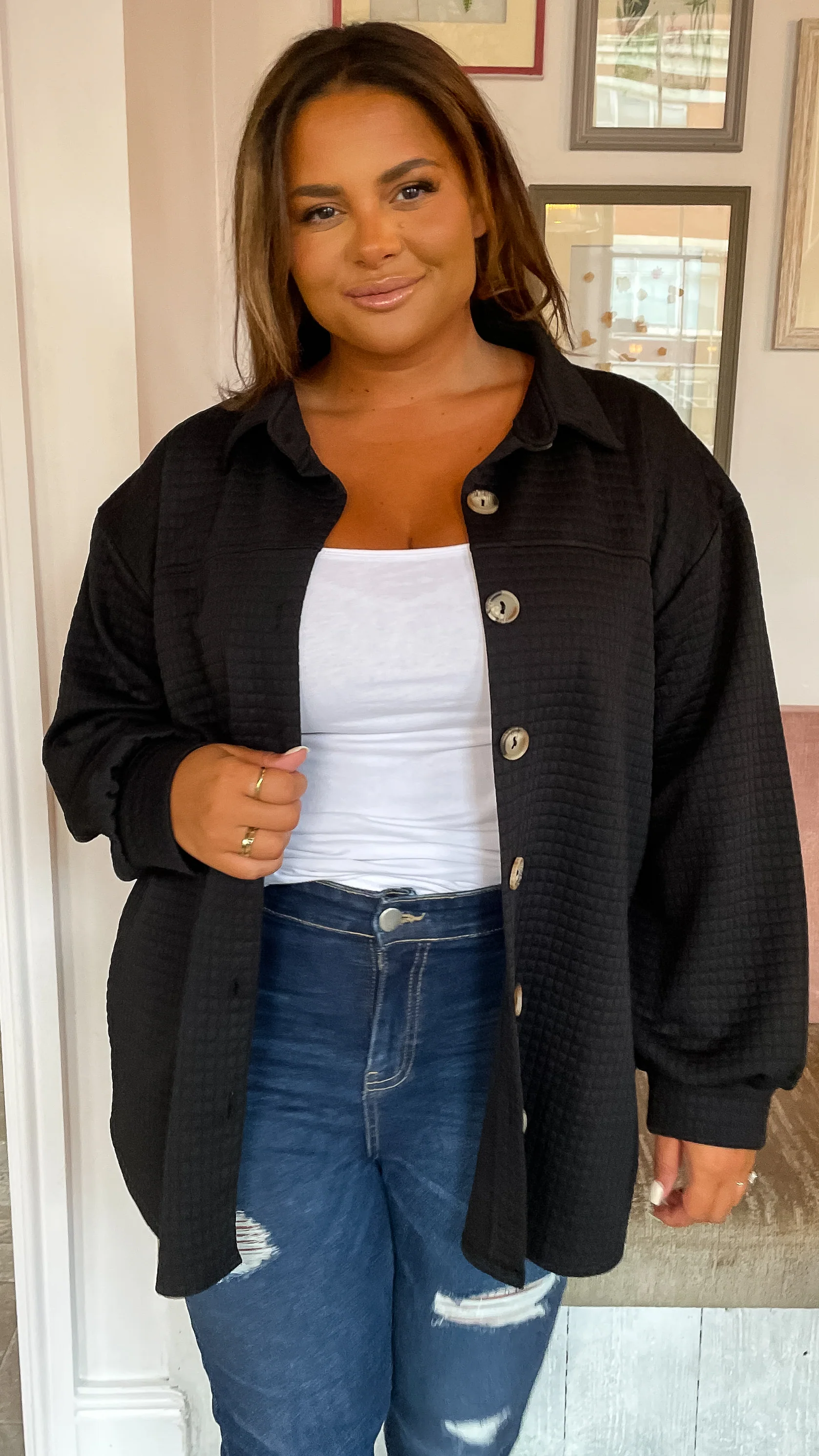 CurveWow Quilted Jacket Black - Image 4