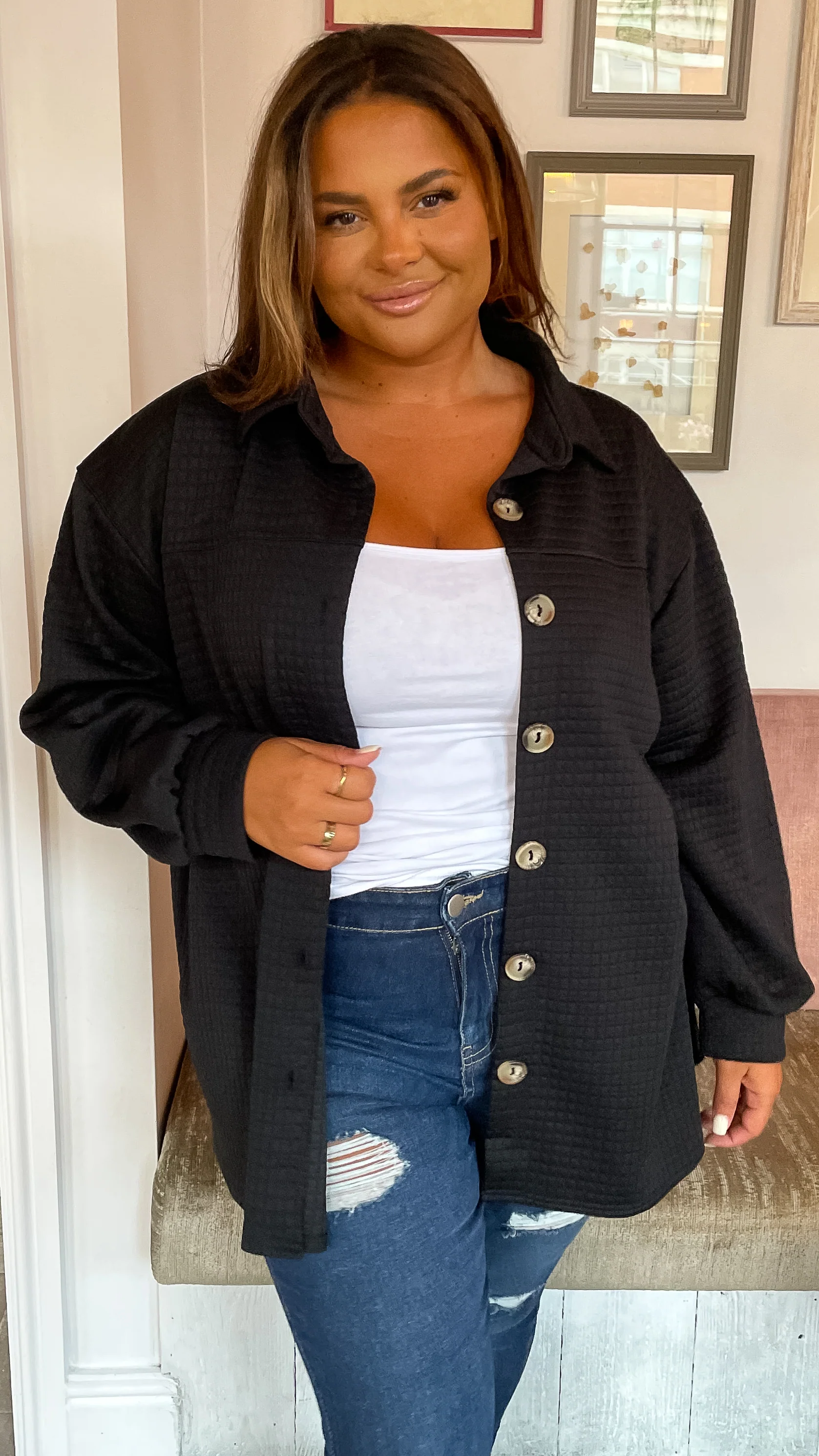 CurveWow Quilted Jacket Black - Image 5