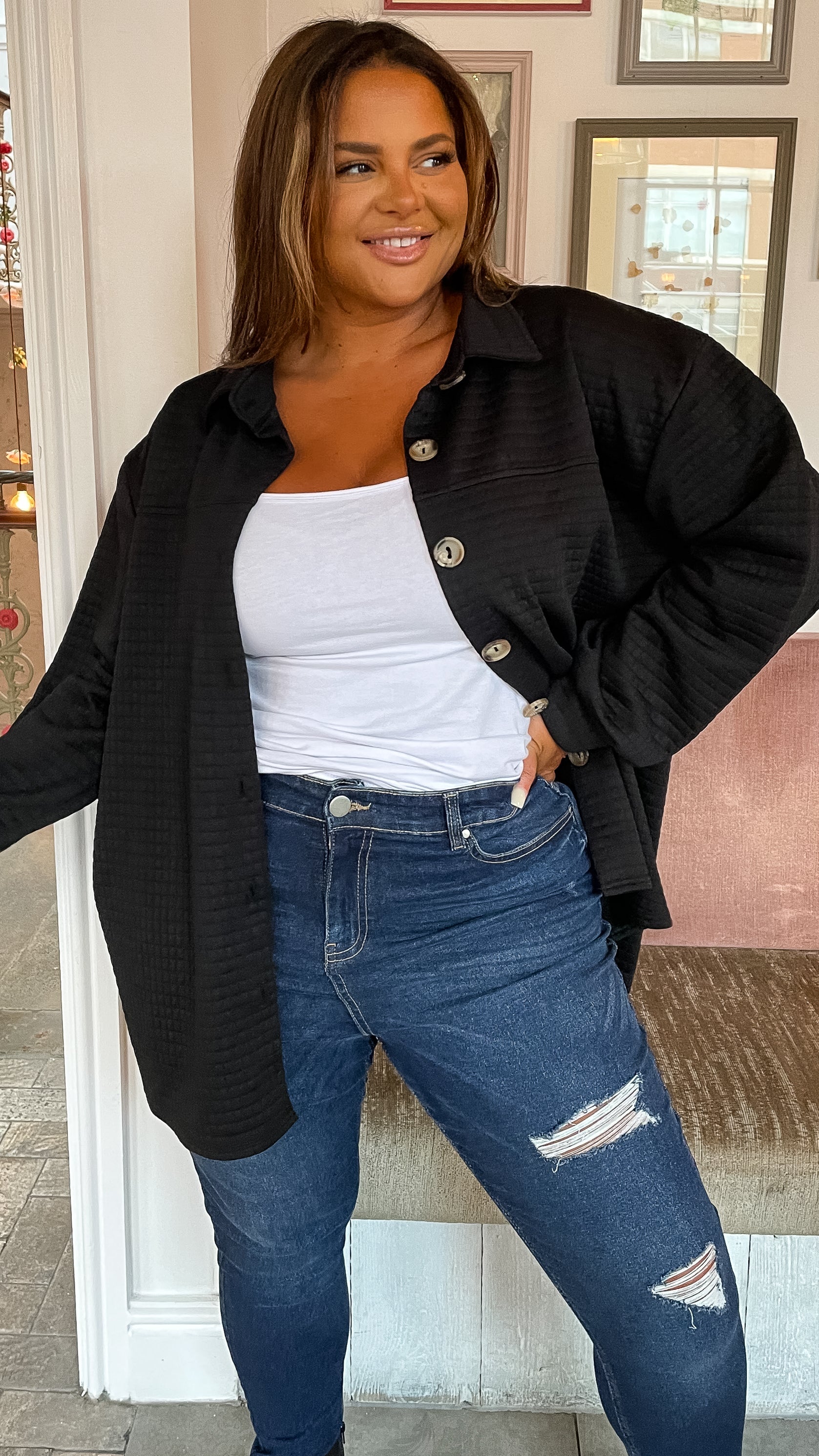 CurveWow Quilted Jacket Black - Image 6